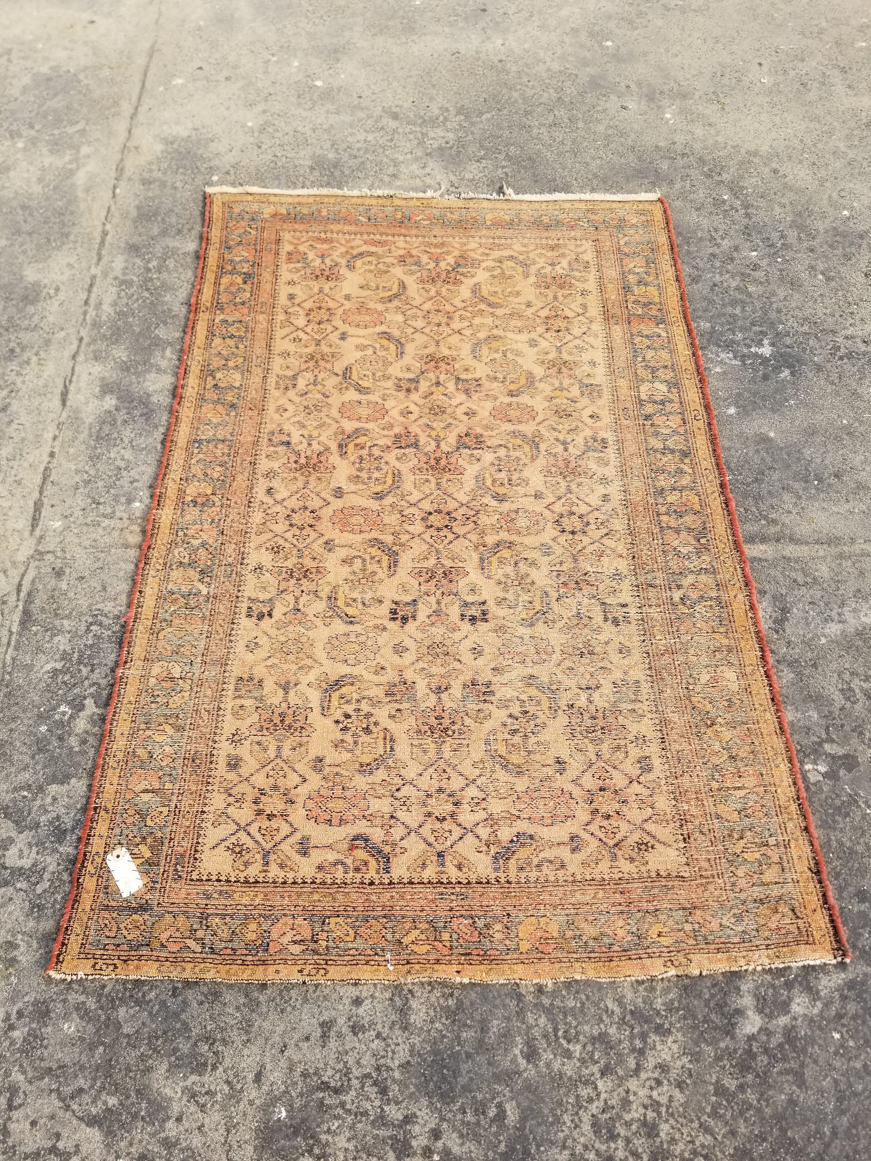 Distressed Antique Traditional Handmade Oriental Wool Multicolor Rug 175x109cm