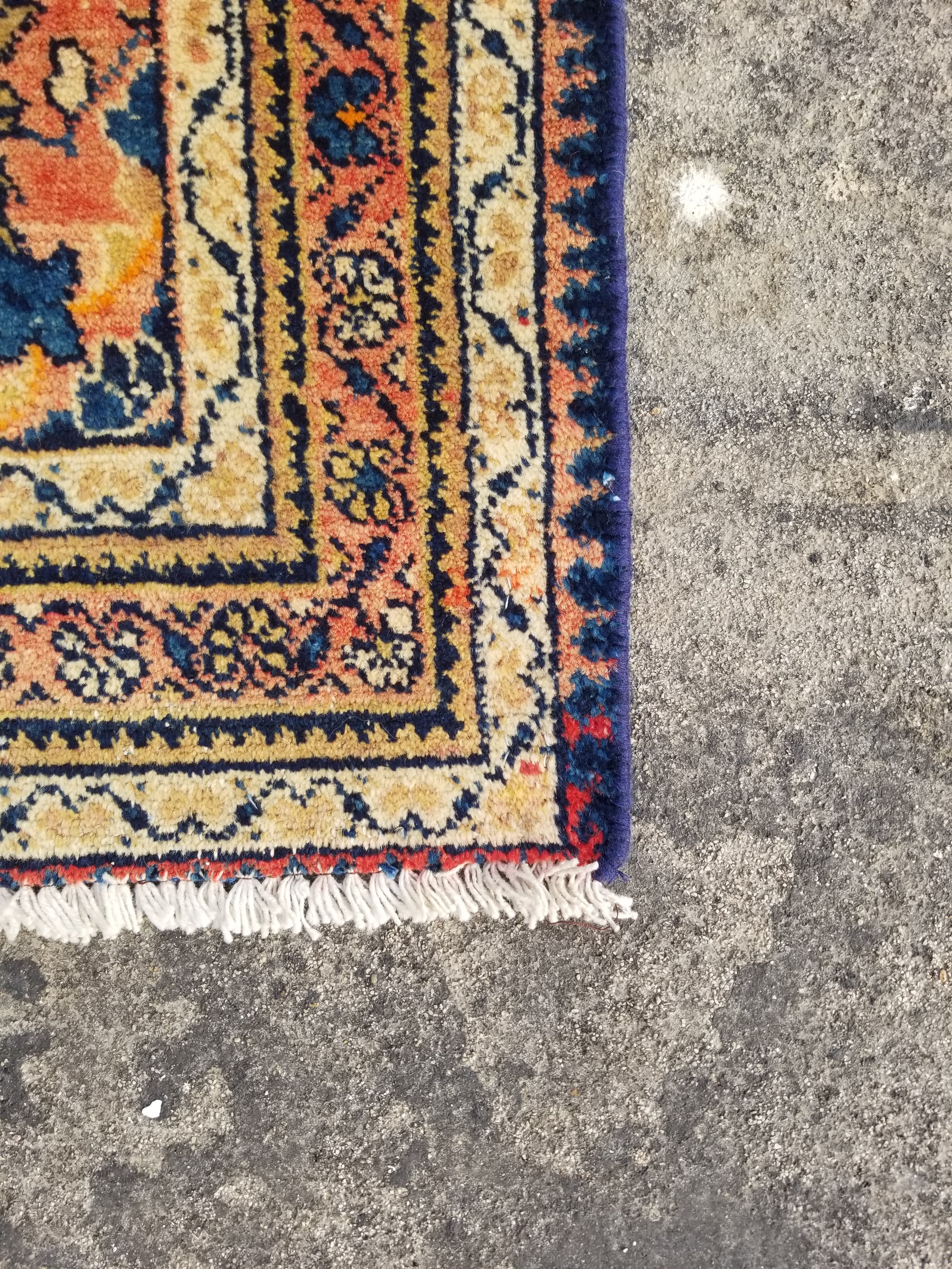 Vintage Traditional Handmade Oriental Wool Multicolor Rug 122x109cm