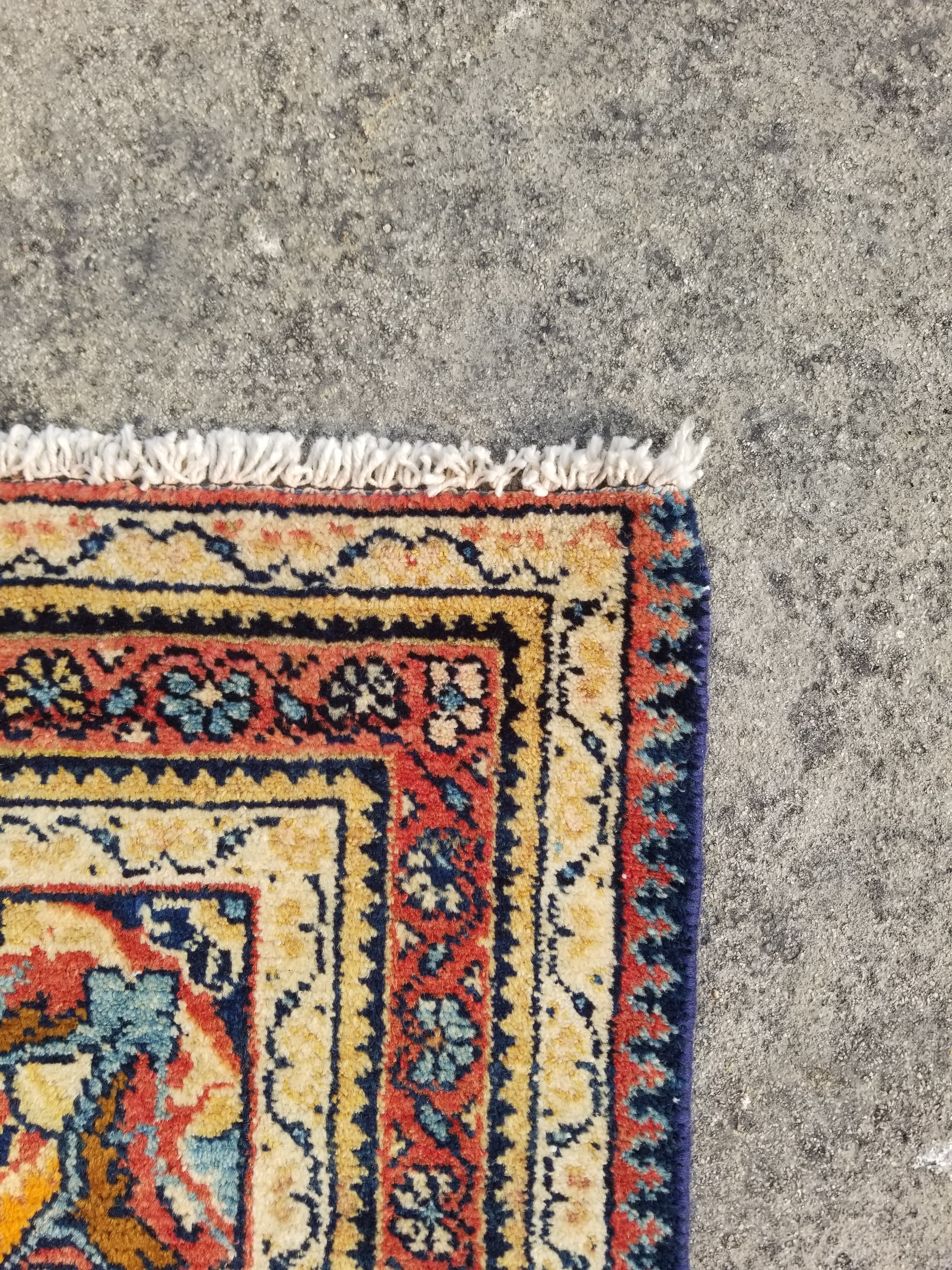 Vintage Traditional Handmade Oriental Wool Multicolor Rug 122x109cm