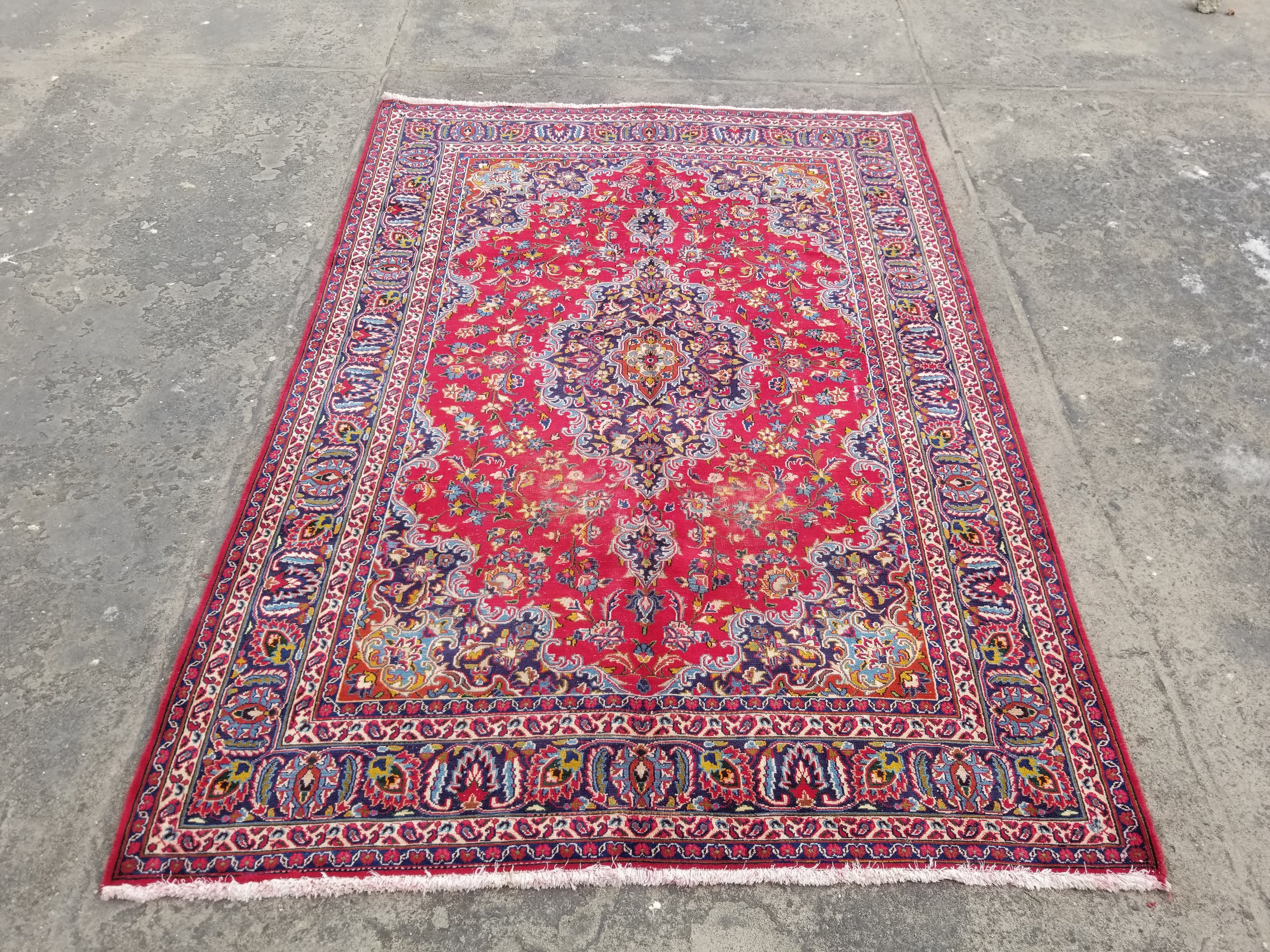 Vintage Traditional Handmade Oriental Wool Multicolor Rug 284x196cm