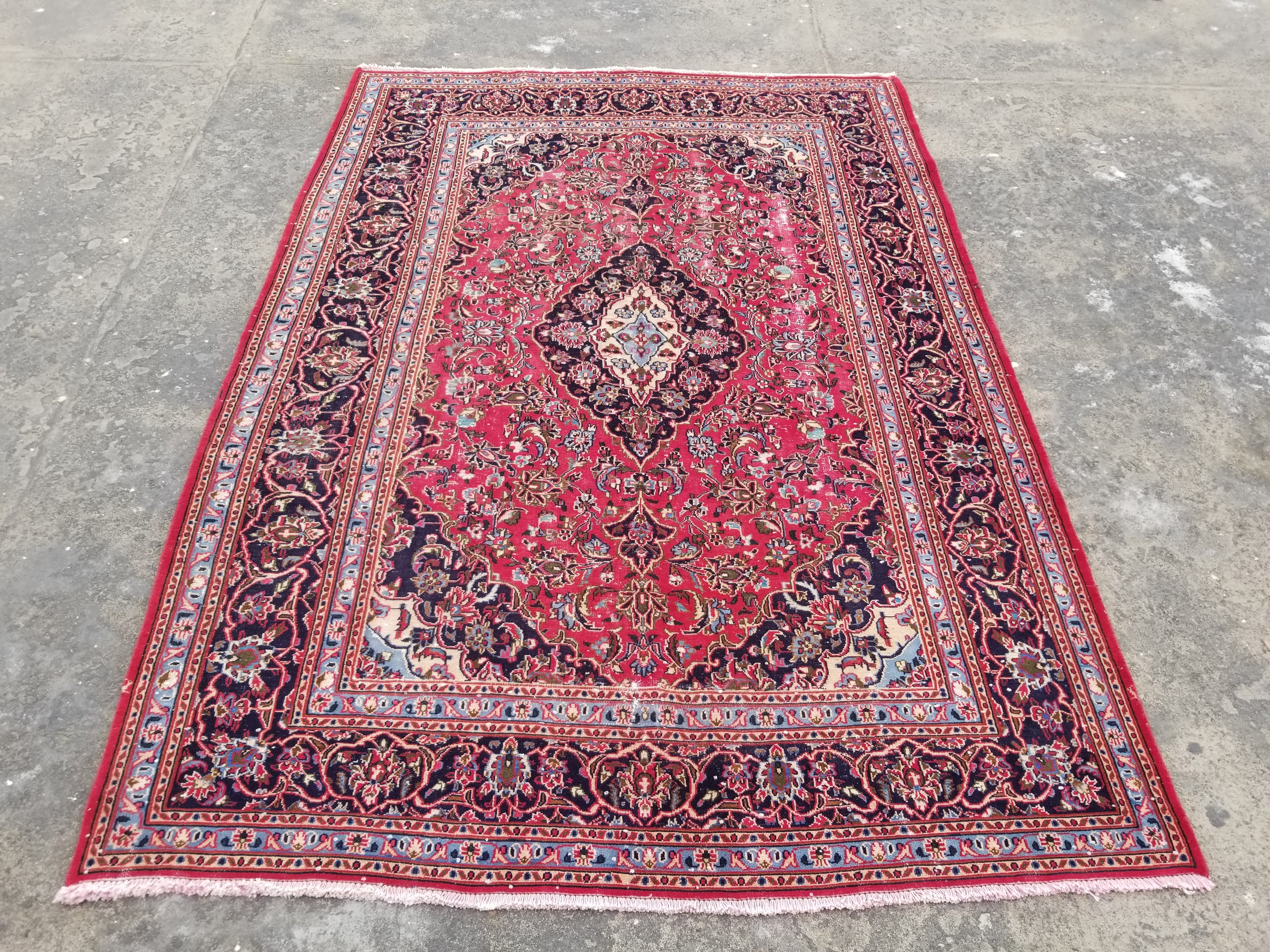 Vintage Traditional Handmade Oriental Wool Multicolor Rug 282x201cm
