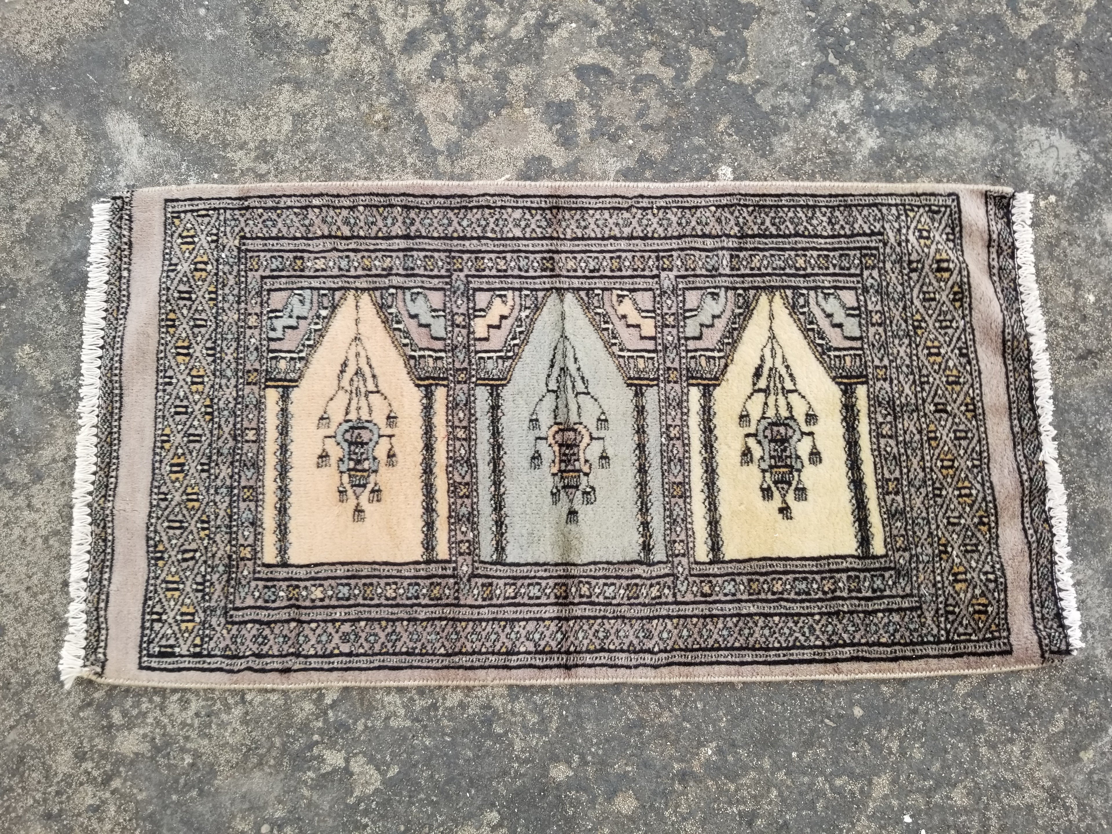 Vintage Traditional Handmade Afghan Medallion Design Wool Doormat 89x48cm