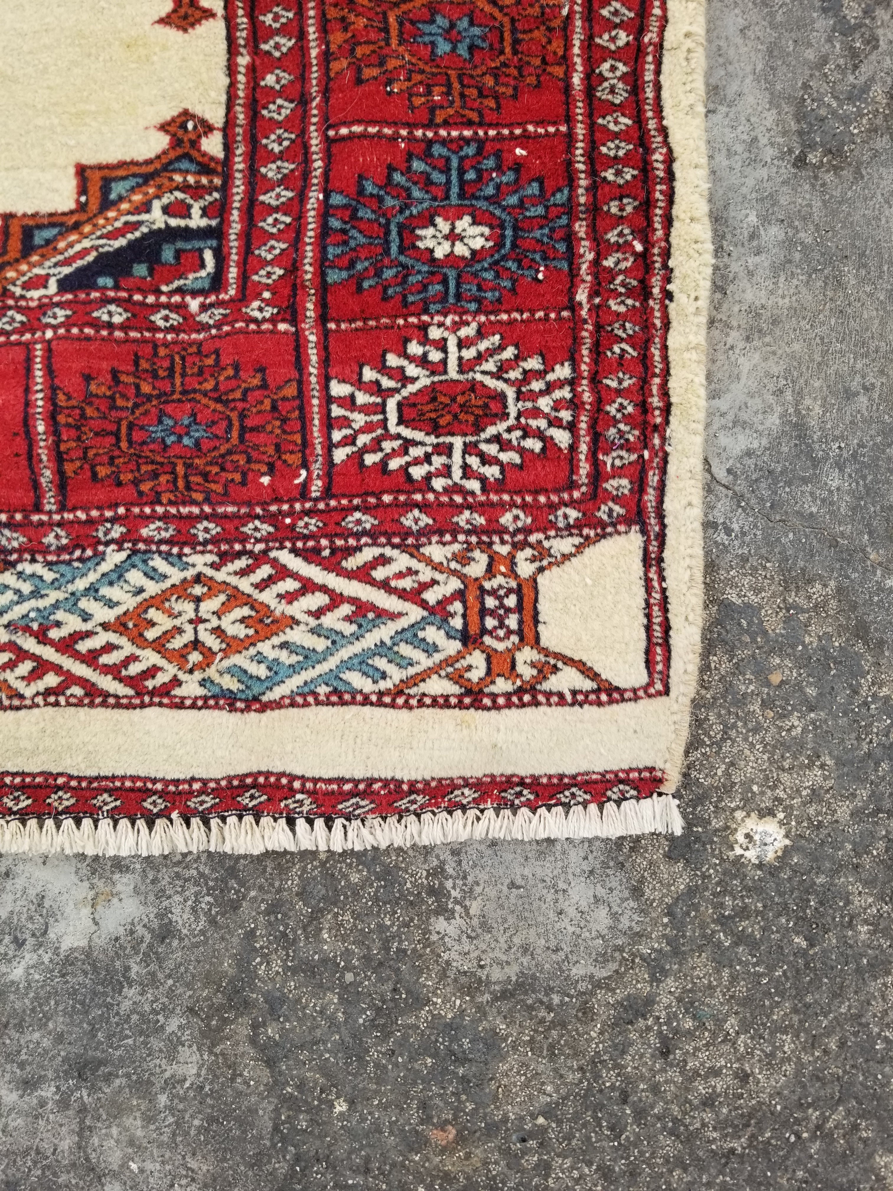 Vintage Traditional Handmade Oriental Wool Multicolor Rug 155x91cm