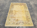 Vintage Traditional Handmade Chinese Silk Floral Beige Rug 198x137cm
