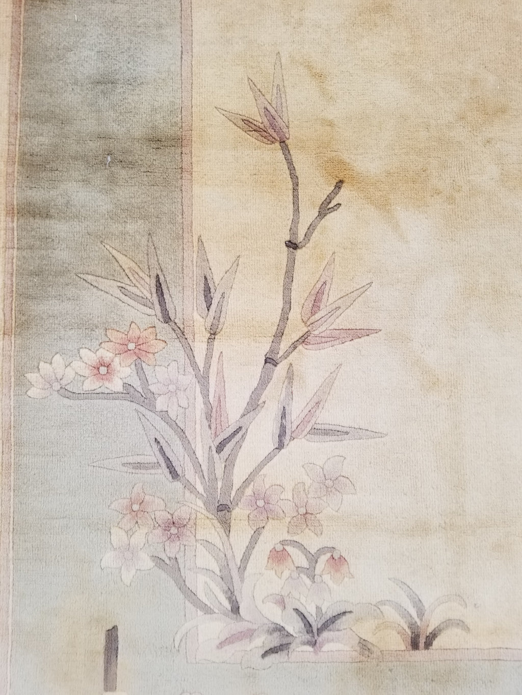 Vintage Traditional Handmade Chinese Silk Floral Beige Rug 198x137cm