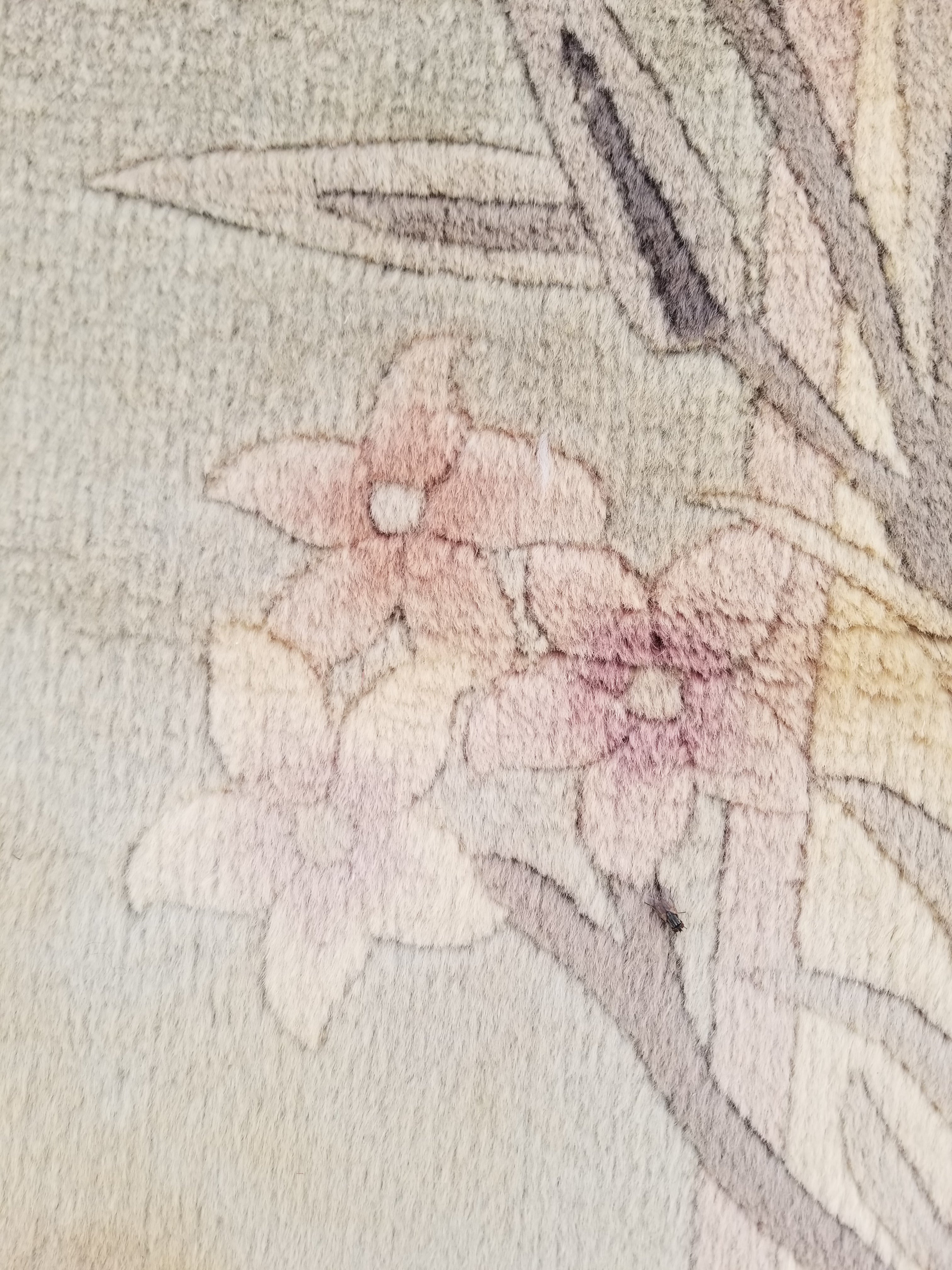 Vintage Traditional Handmade Chinese Silk Floral Beige Rug 198x137cm