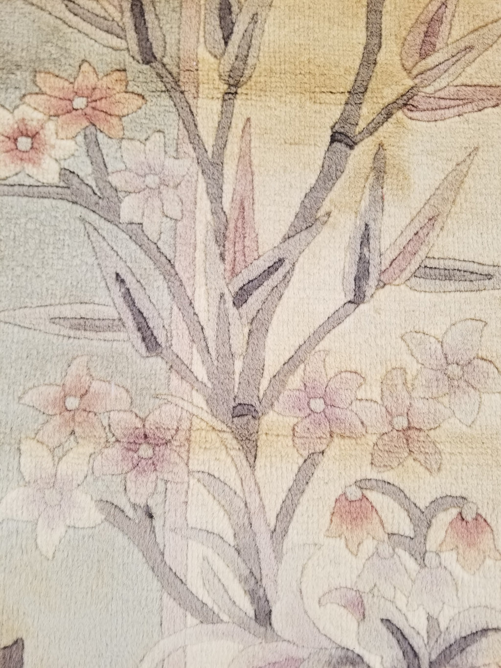 Vintage Traditional Handmade Chinese Silk Floral Beige Rug 198x137cm