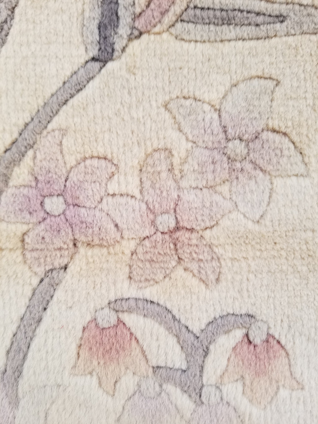 Vintage Traditional Handmade Chinese Silk Floral Beige Rug 198x137cm