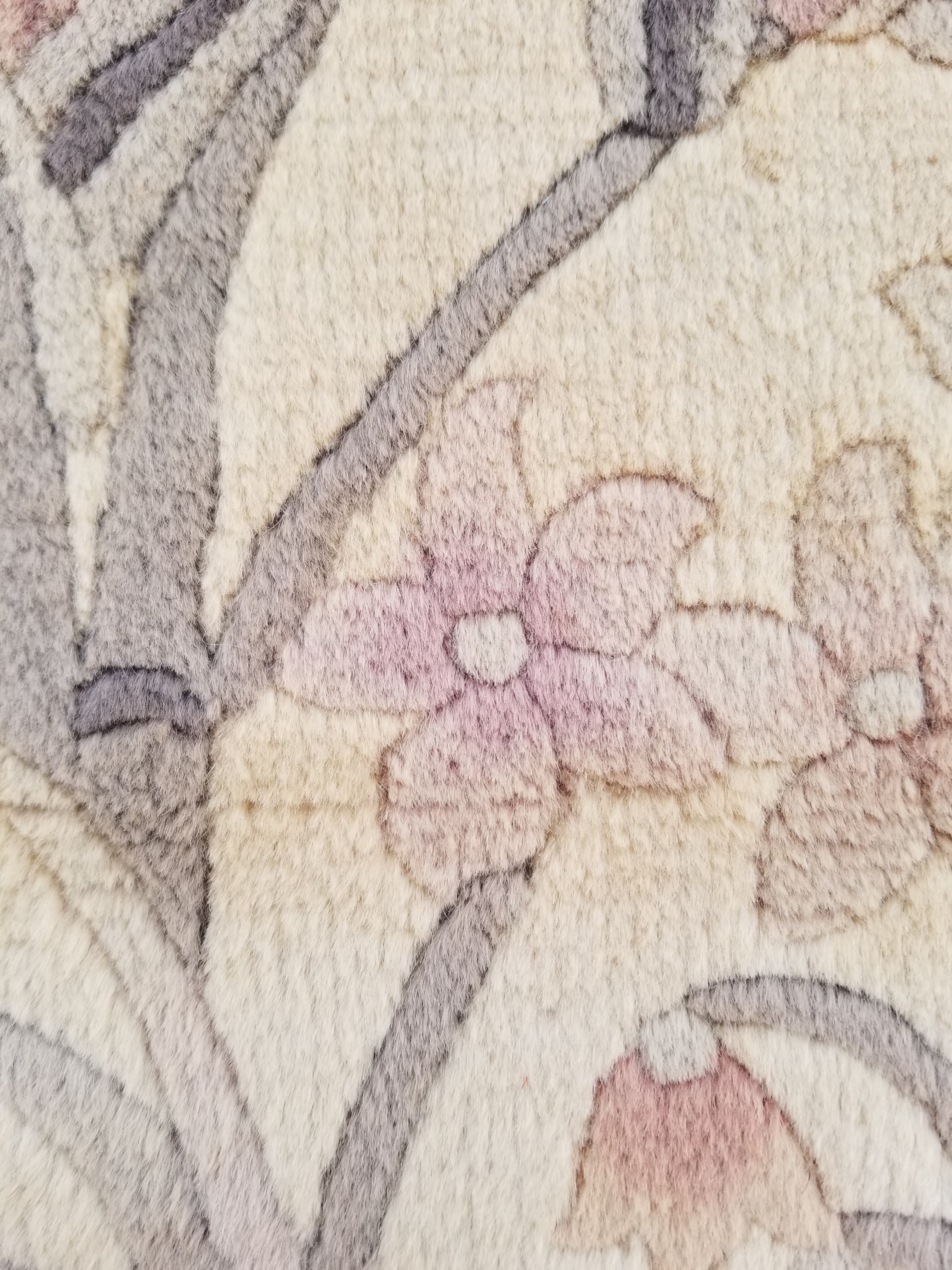 Vintage Traditional Handmade Chinese Silk Floral Beige Rug 198x137cm