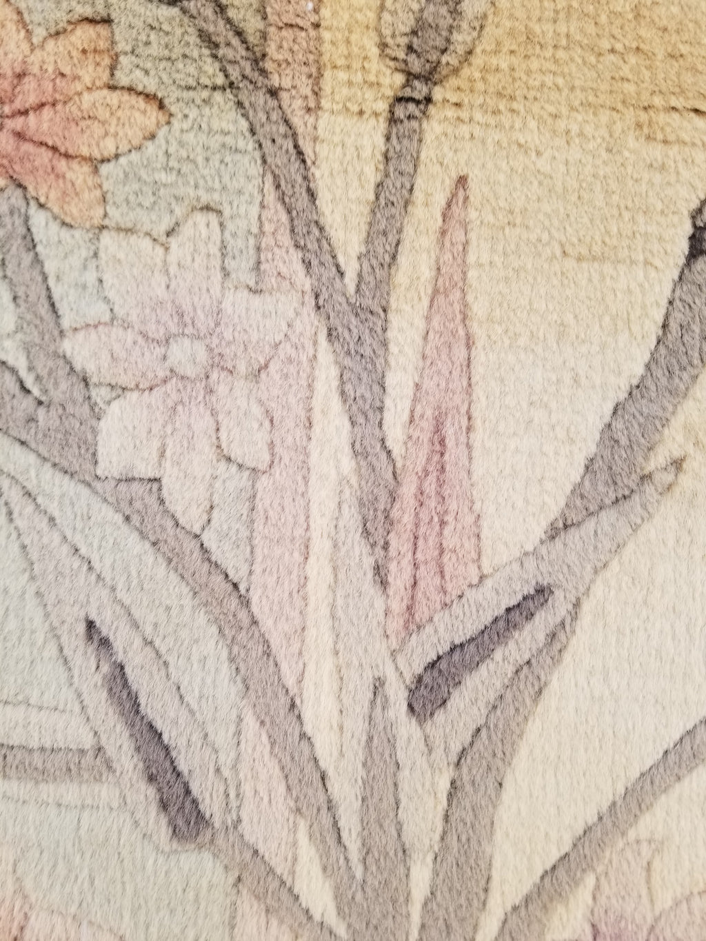 Vintage Traditional Handmade Chinese Silk Floral Beige Rug 198x137cm
