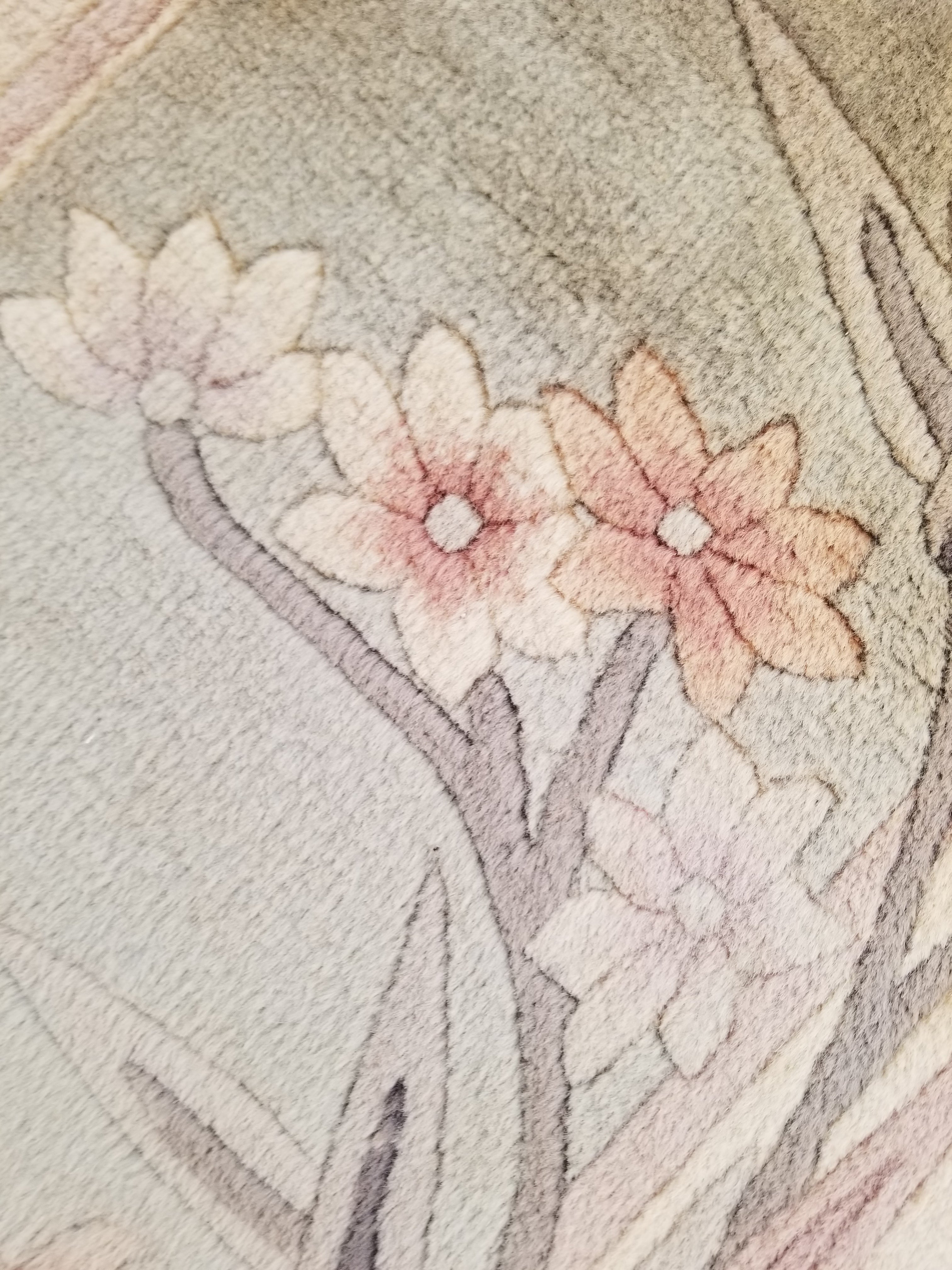 Vintage Traditional Handmade Chinese Silk Floral Beige Rug 198x137cm