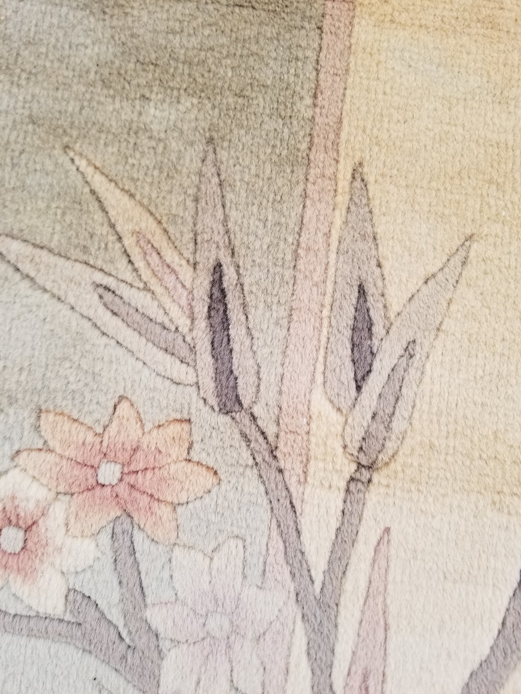 Vintage Traditional Handmade Chinese Silk Floral Beige Rug 198x137cm