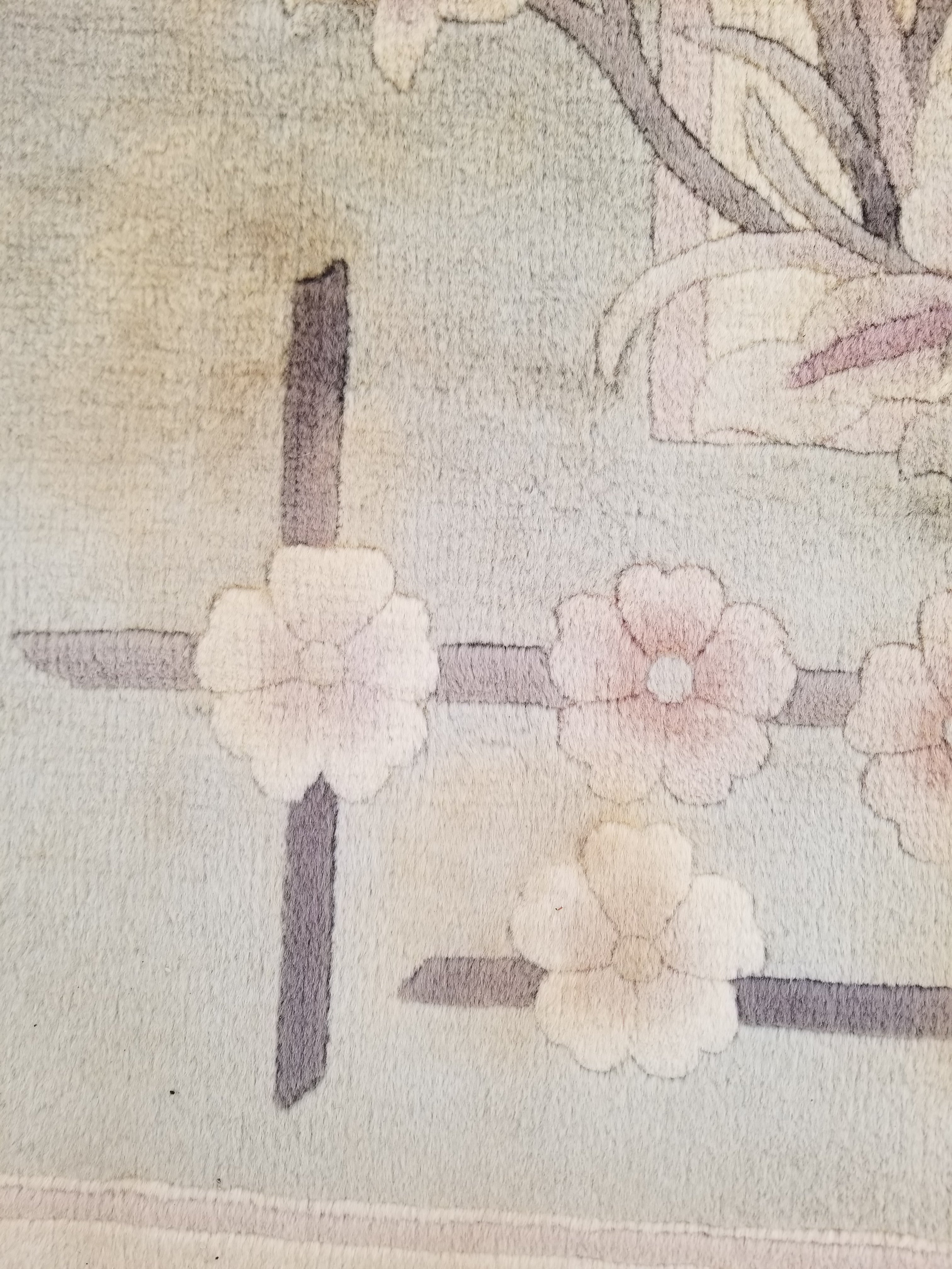 Vintage Traditional Handmade Chinese Silk Floral Beige Rug 198x137cm