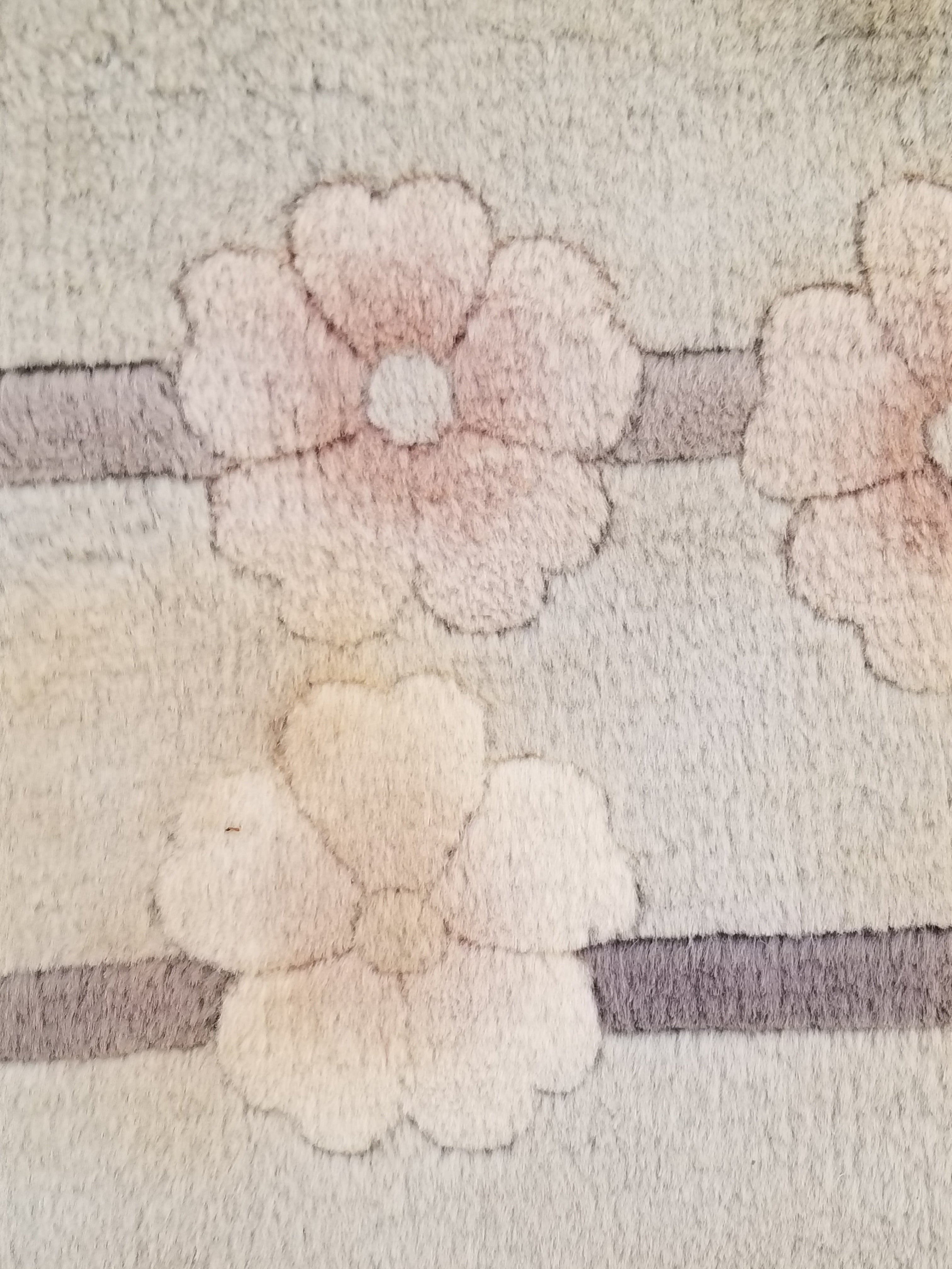 Vintage Traditional Handmade Chinese Silk Floral Beige Rug 198x137cm