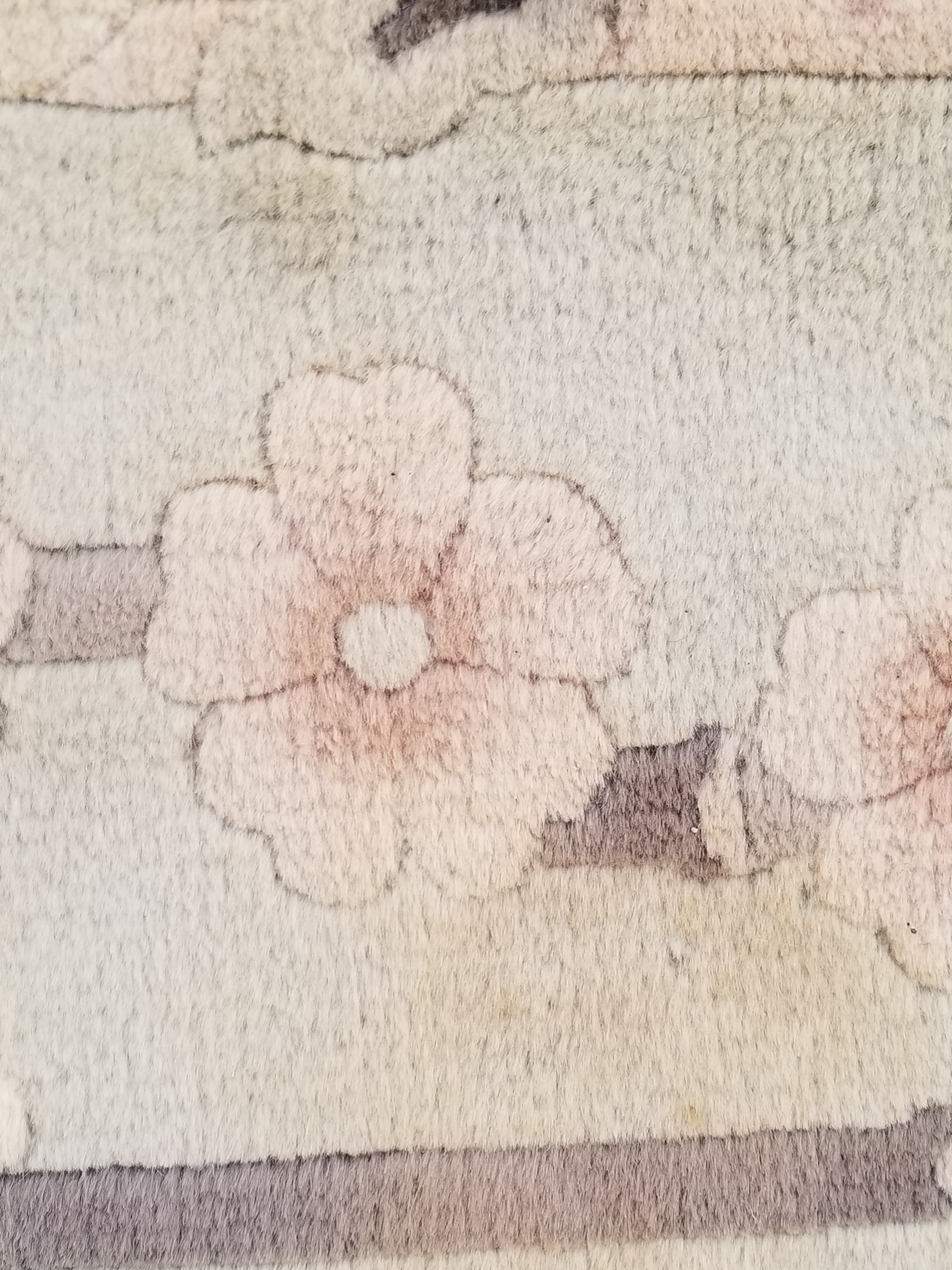 Vintage Traditional Handmade Chinese Silk Floral Beige Rug 198x137cm
