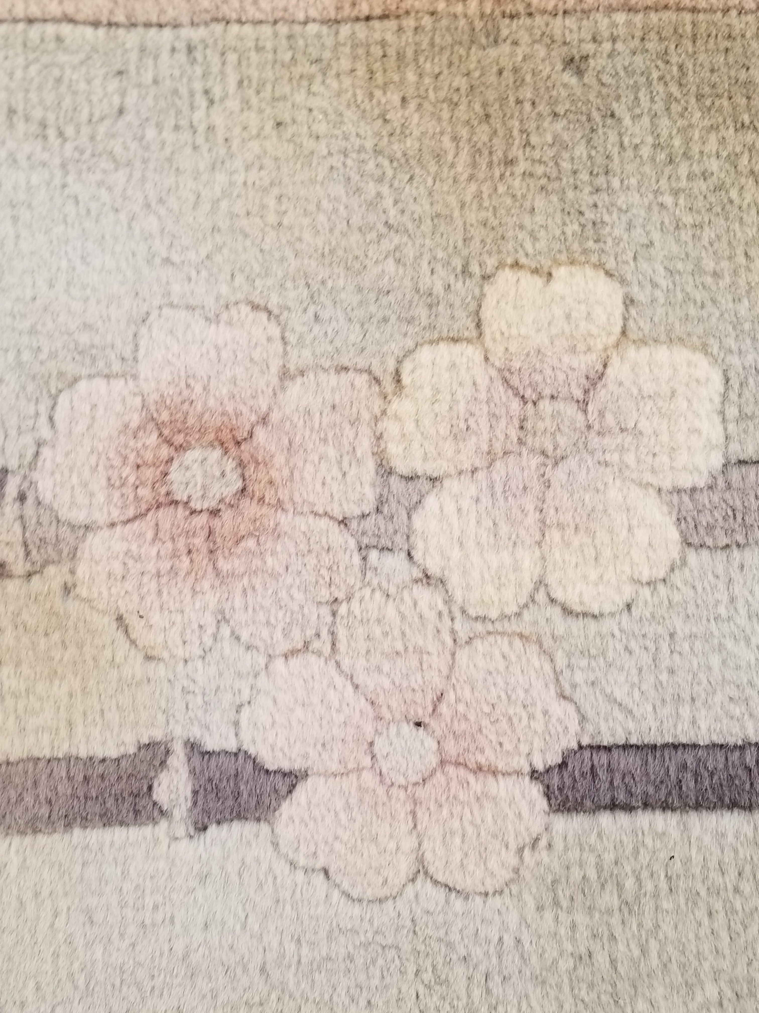 Vintage Traditional Handmade Chinese Silk Floral Beige Rug 198x137cm