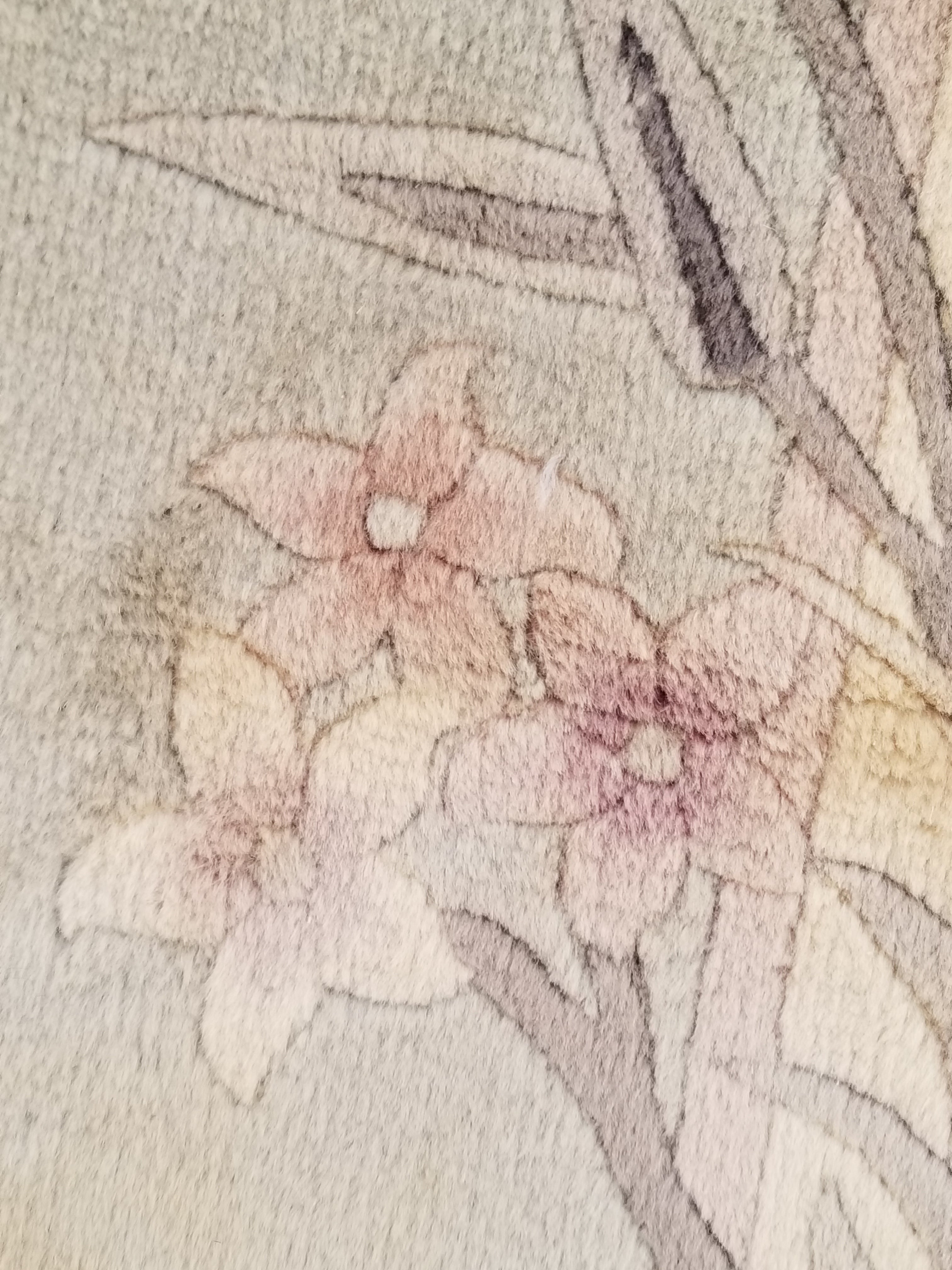Vintage Traditional Handmade Chinese Silk Floral Beige Rug 198x137cm