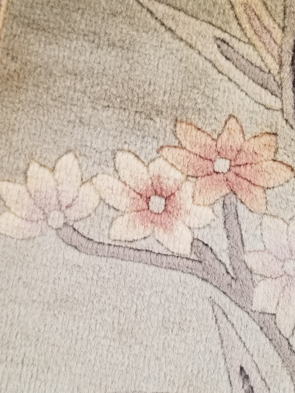 Vintage Traditional Handmade Chinese Silk Floral Beige Rug 198x137cm