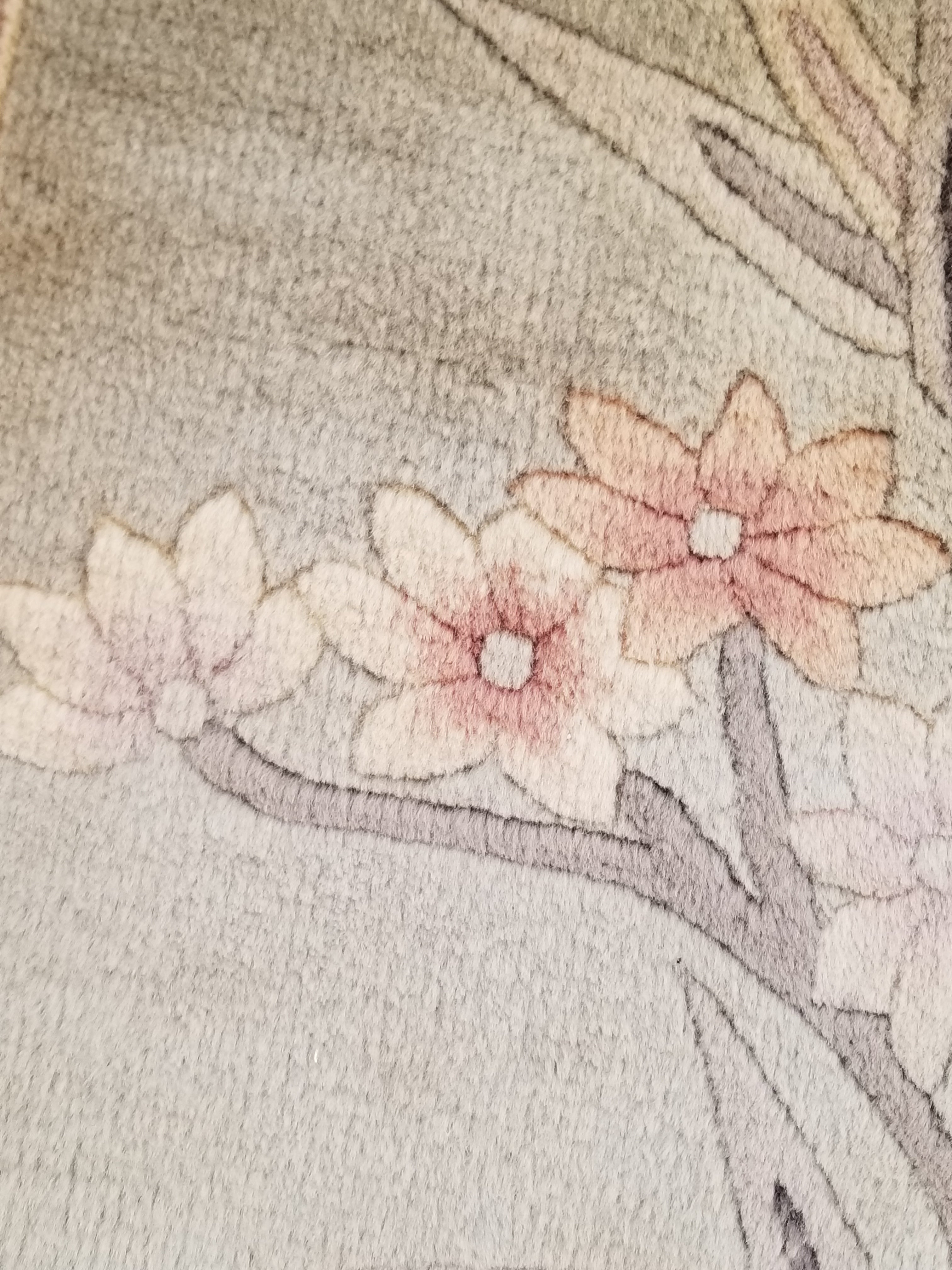 Vintage Traditional Handmade Chinese Silk Floral Beige Rug 198x137cm