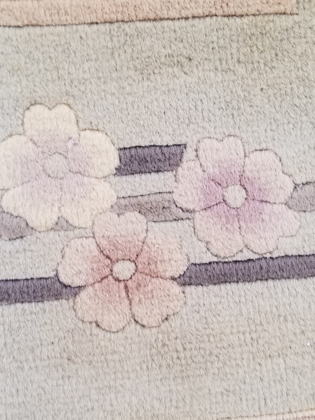 Vintage Traditional Handmade Chinese Silk Floral Beige Rug 198x137cm