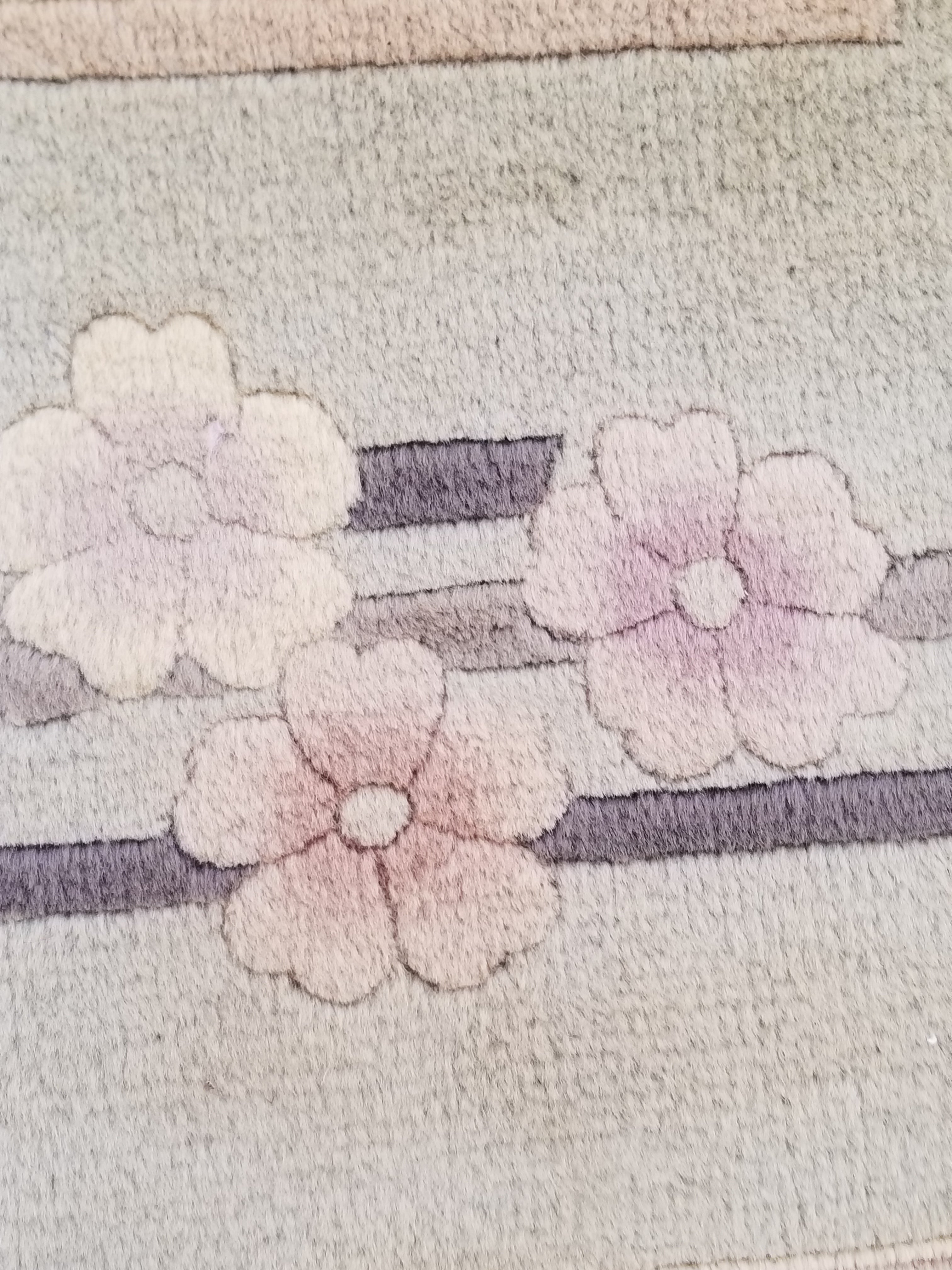 Vintage Traditional Handmade Chinese Silk Floral Beige Rug 198x137cm