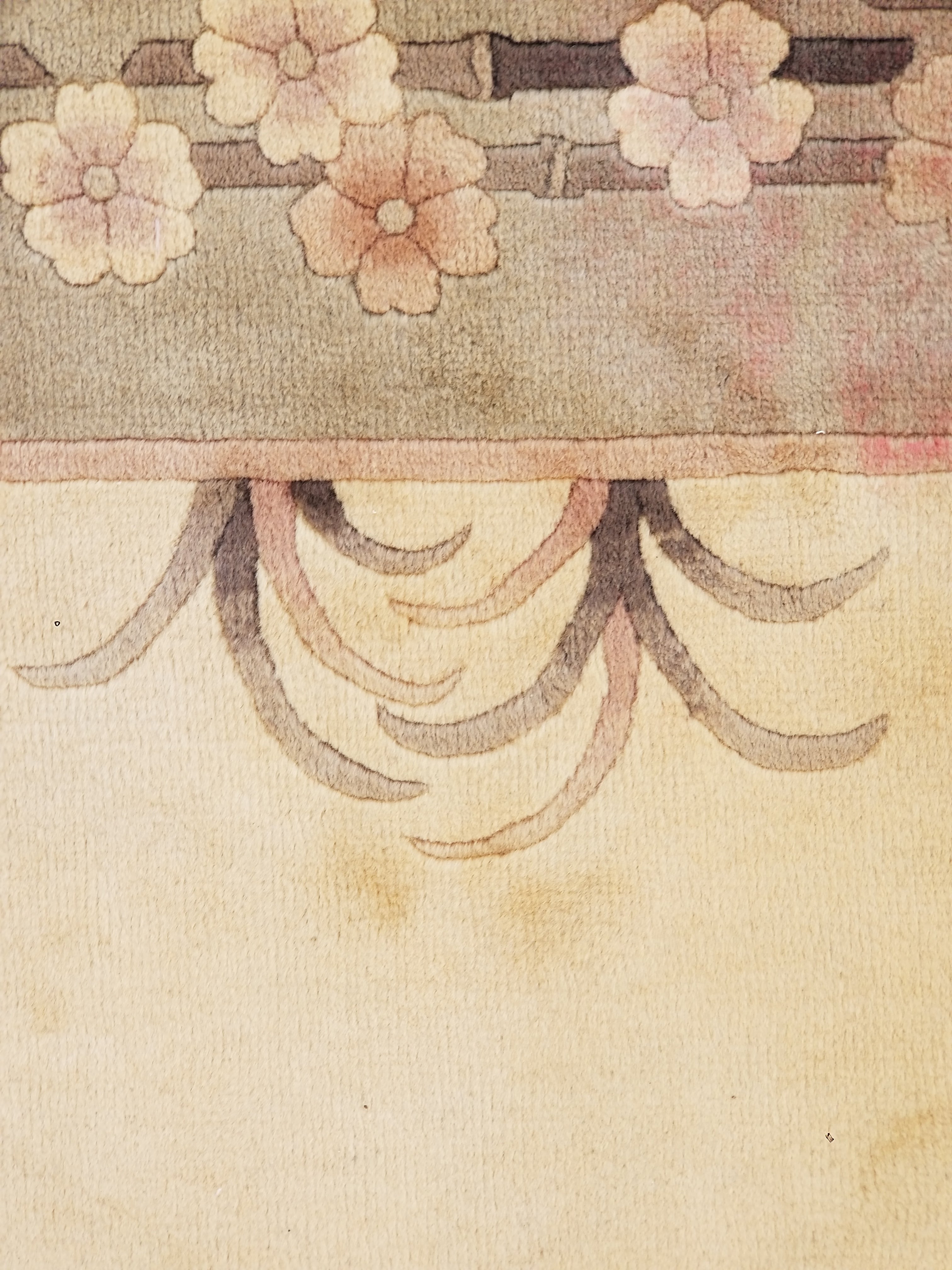 Vintage Traditional Handmade Chinese Silk Floral Beige Rug 198x137cm