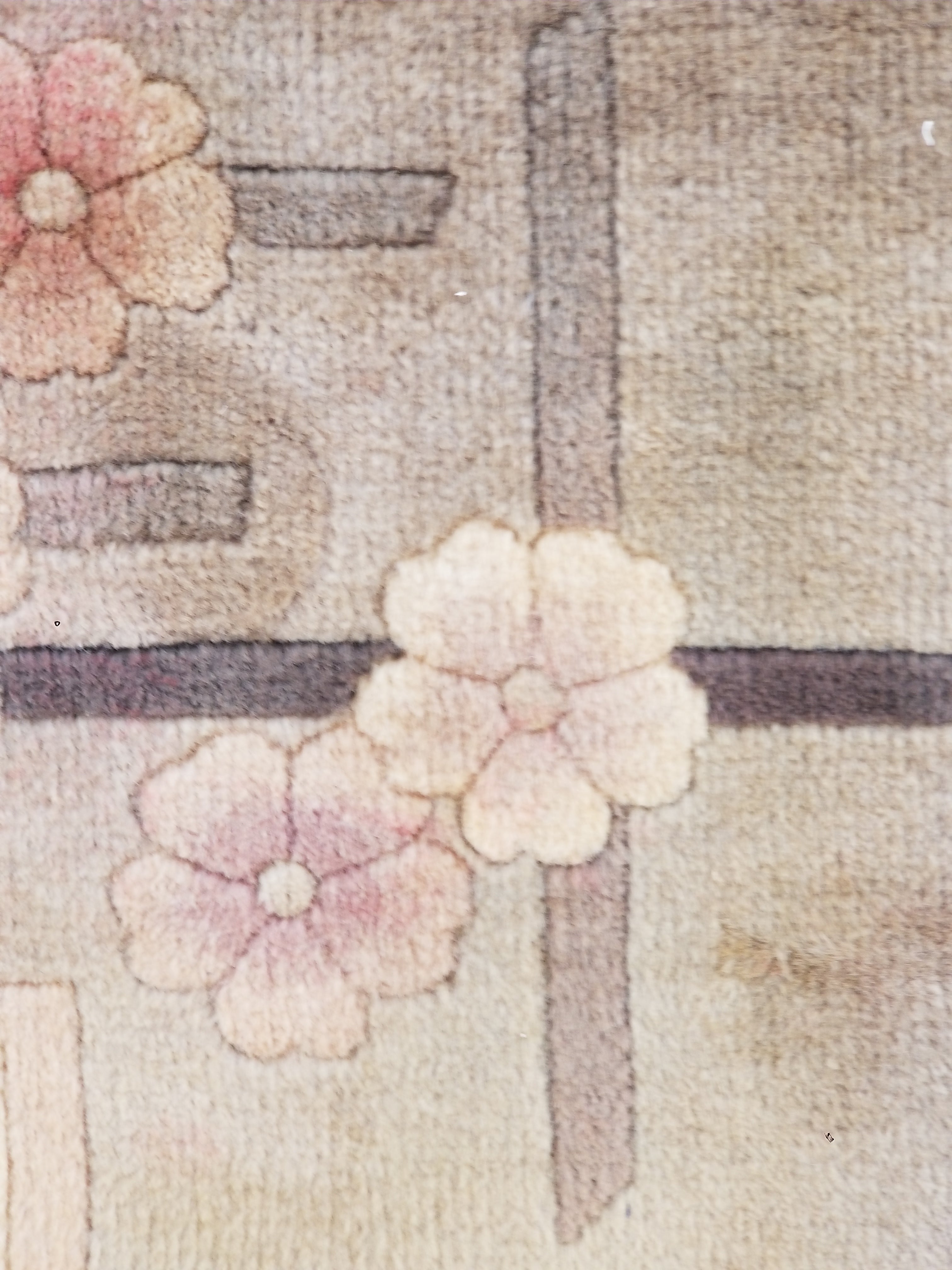 Vintage Traditional Handmade Chinese Silk Floral Beige Rug 198x137cm