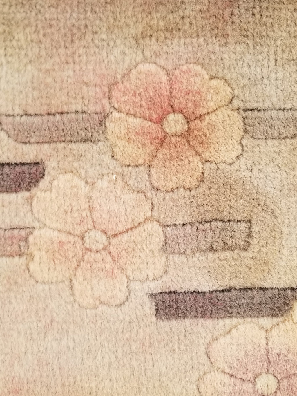 Vintage Traditional Handmade Chinese Silk Floral Beige Rug 198x137cm