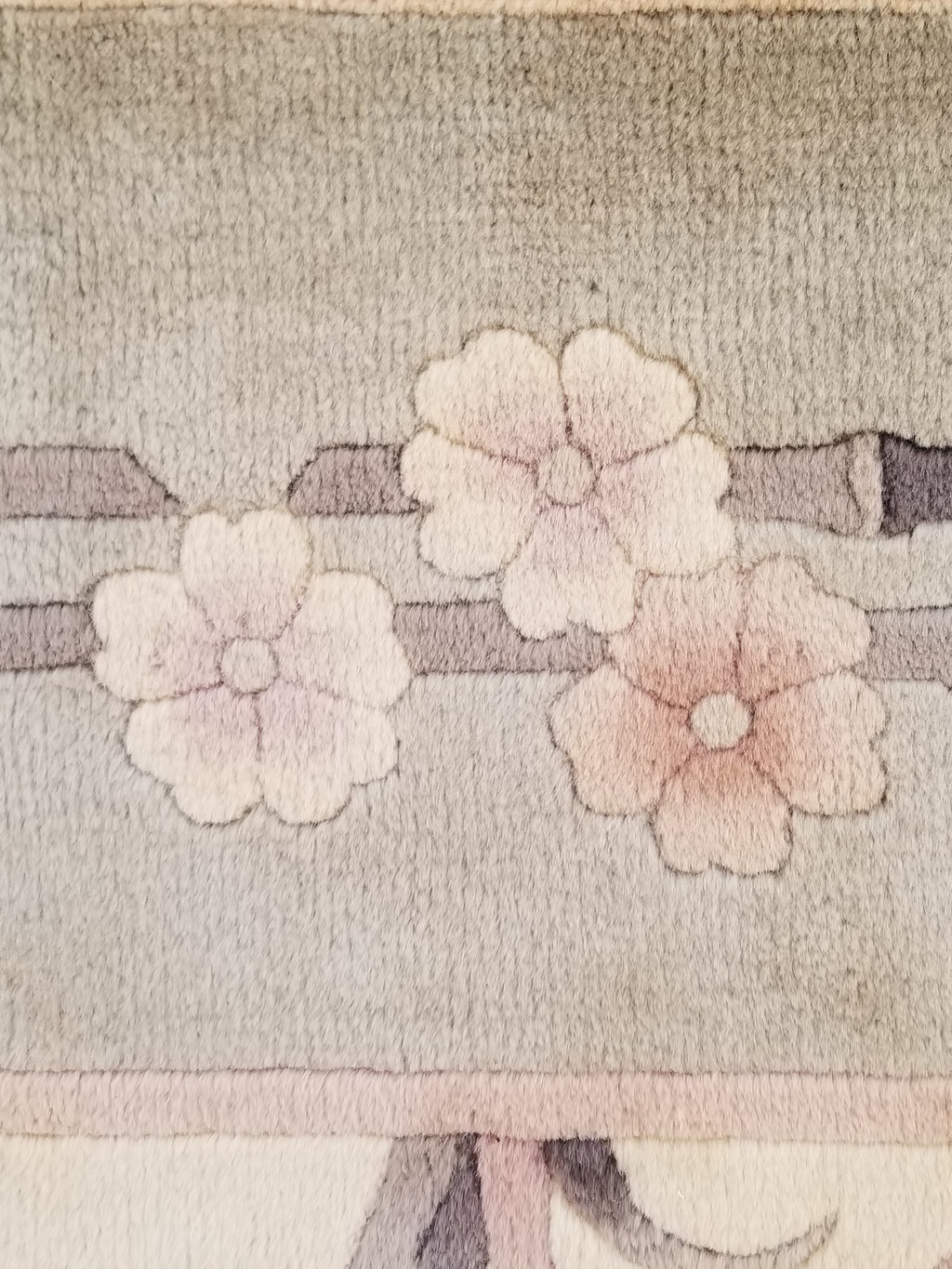 Vintage Traditional Handmade Chinese Silk Floral Beige Rug 198x137cm