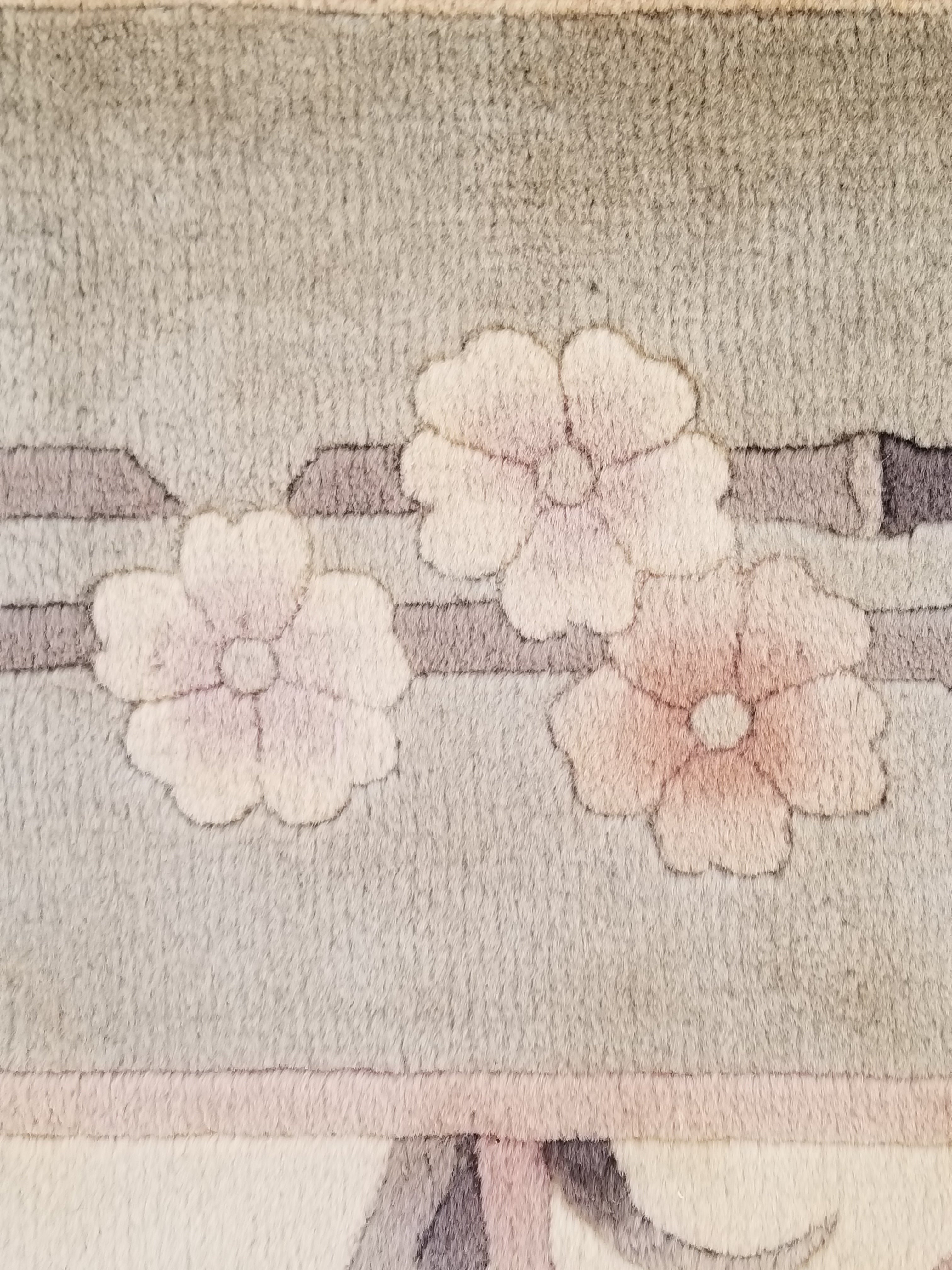 Vintage Traditional Handmade Chinese Silk Floral Beige Rug 198x137cm