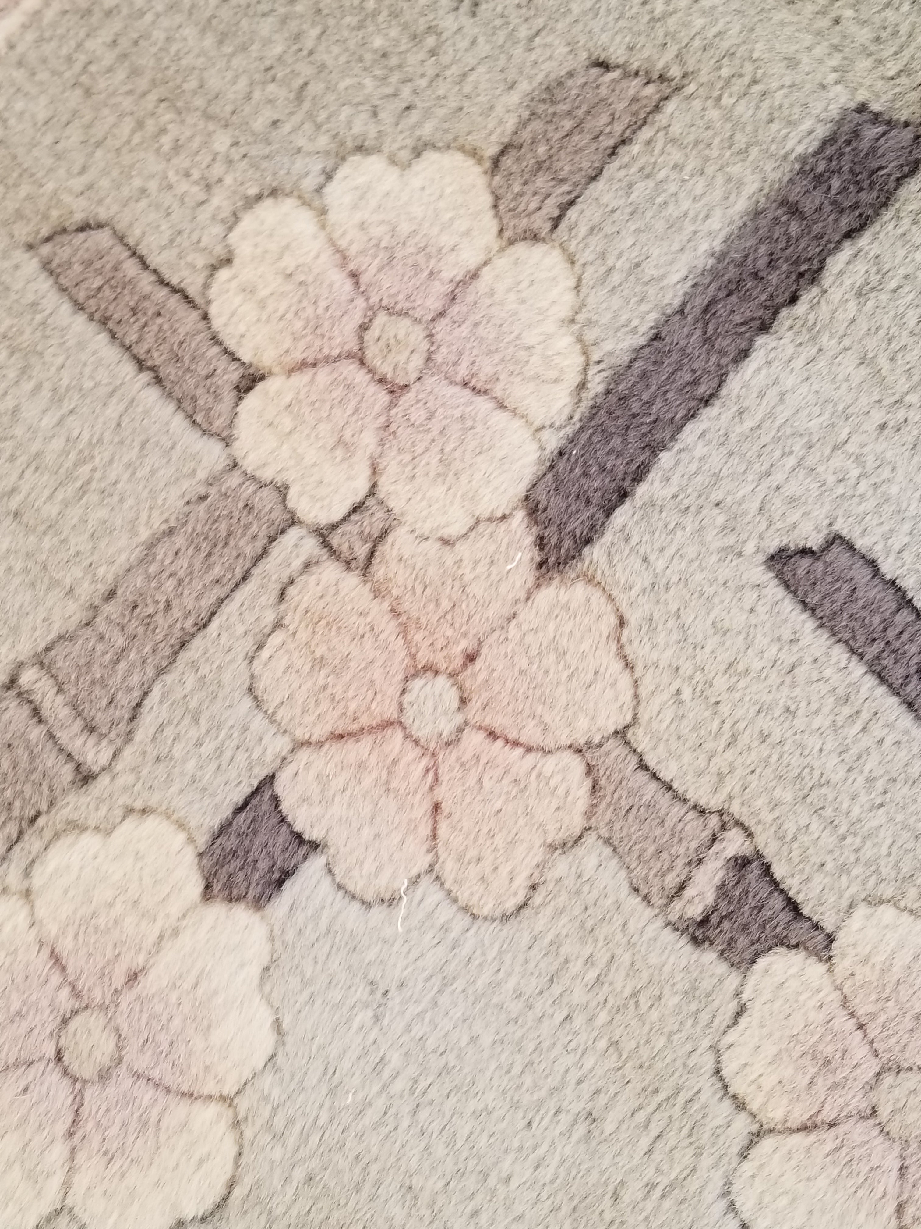 Vintage Traditional Handmade Chinese Silk Floral Beige Rug 198x137cm