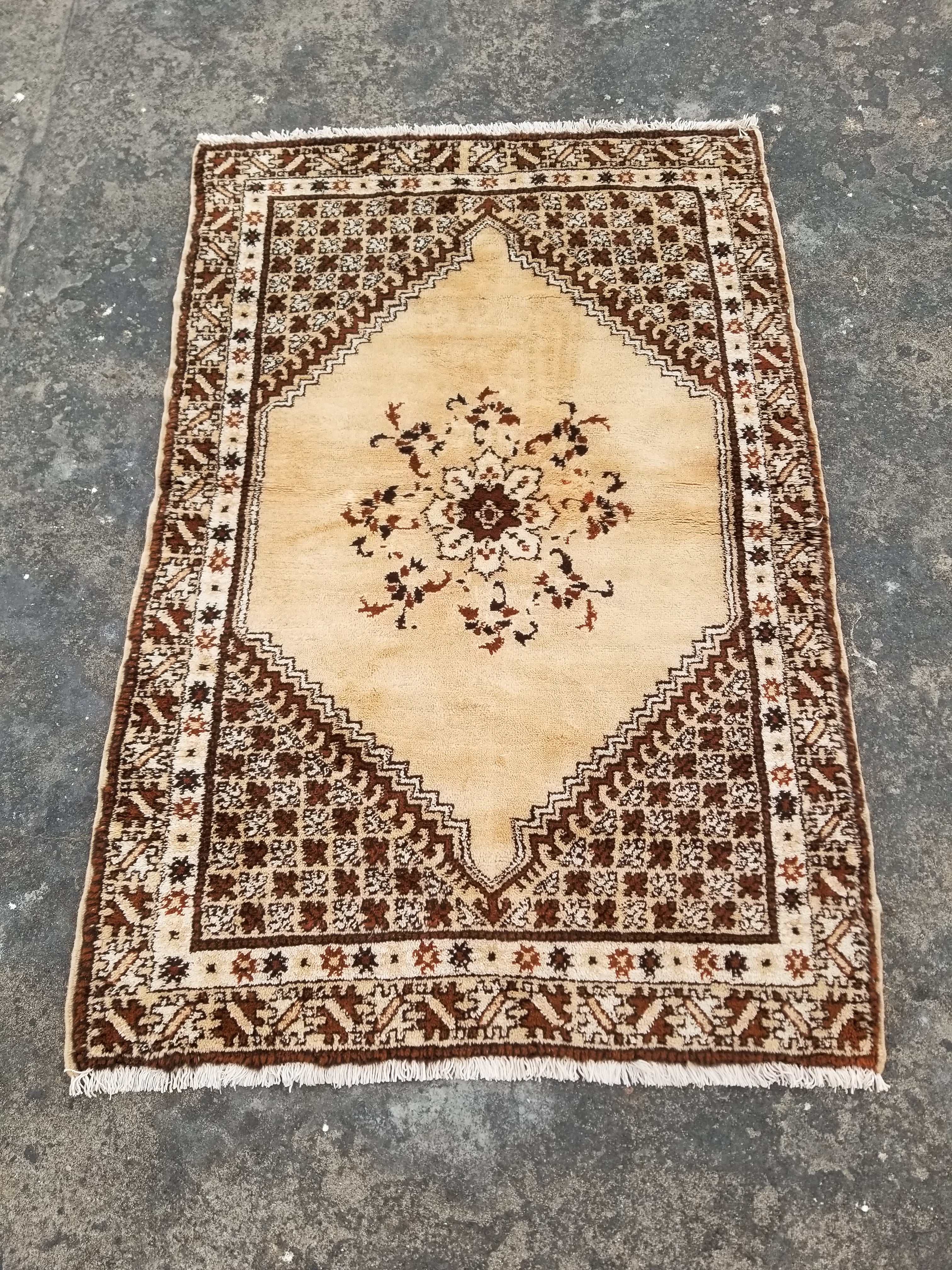 Vintage Traditional Handmade Tunisian Kairouan Wool Multicolor Rug 173x97cm