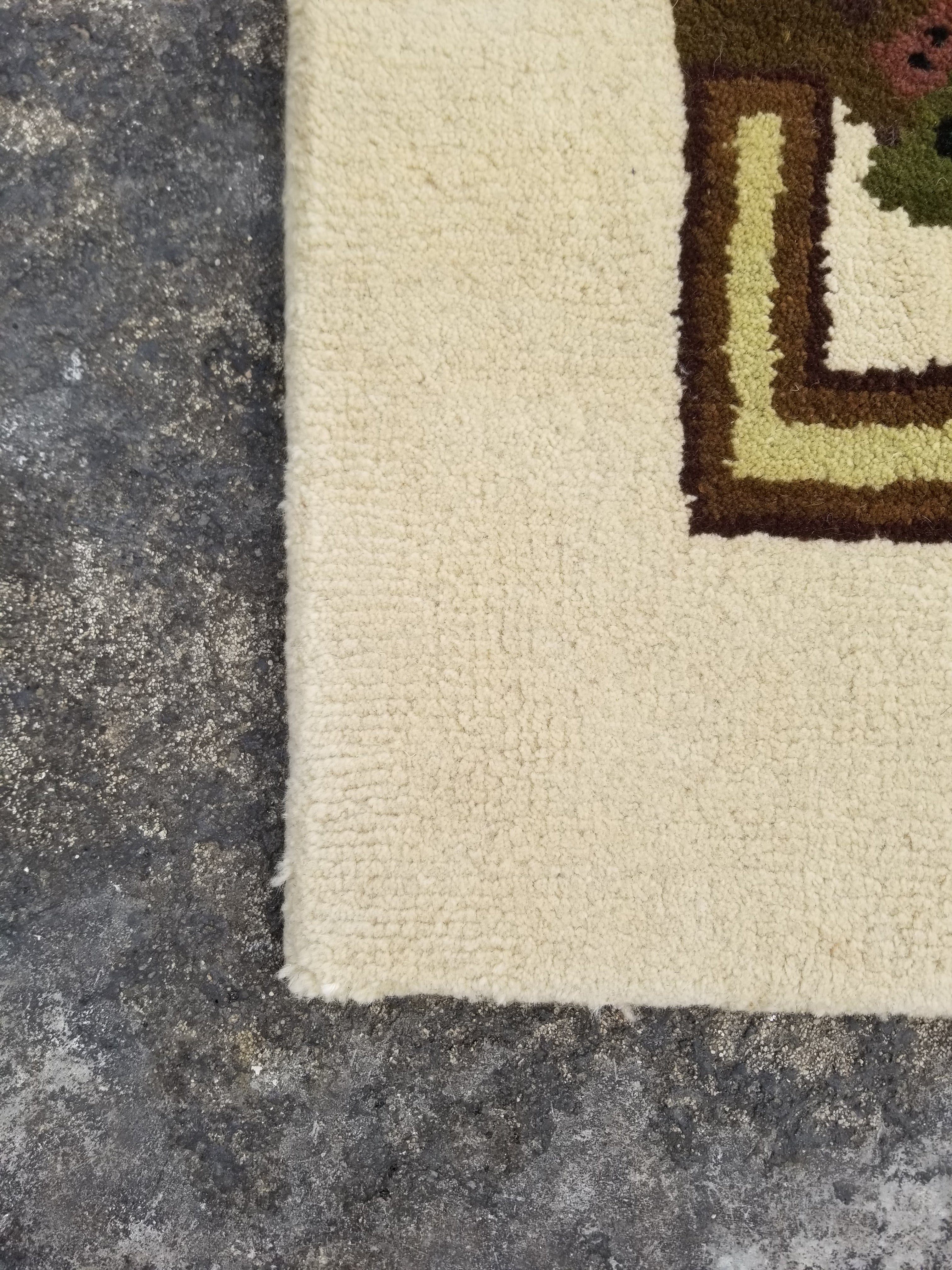 Vintage Handmade Native American Design Ecuador Wool Multicolor Rug 130x91cm