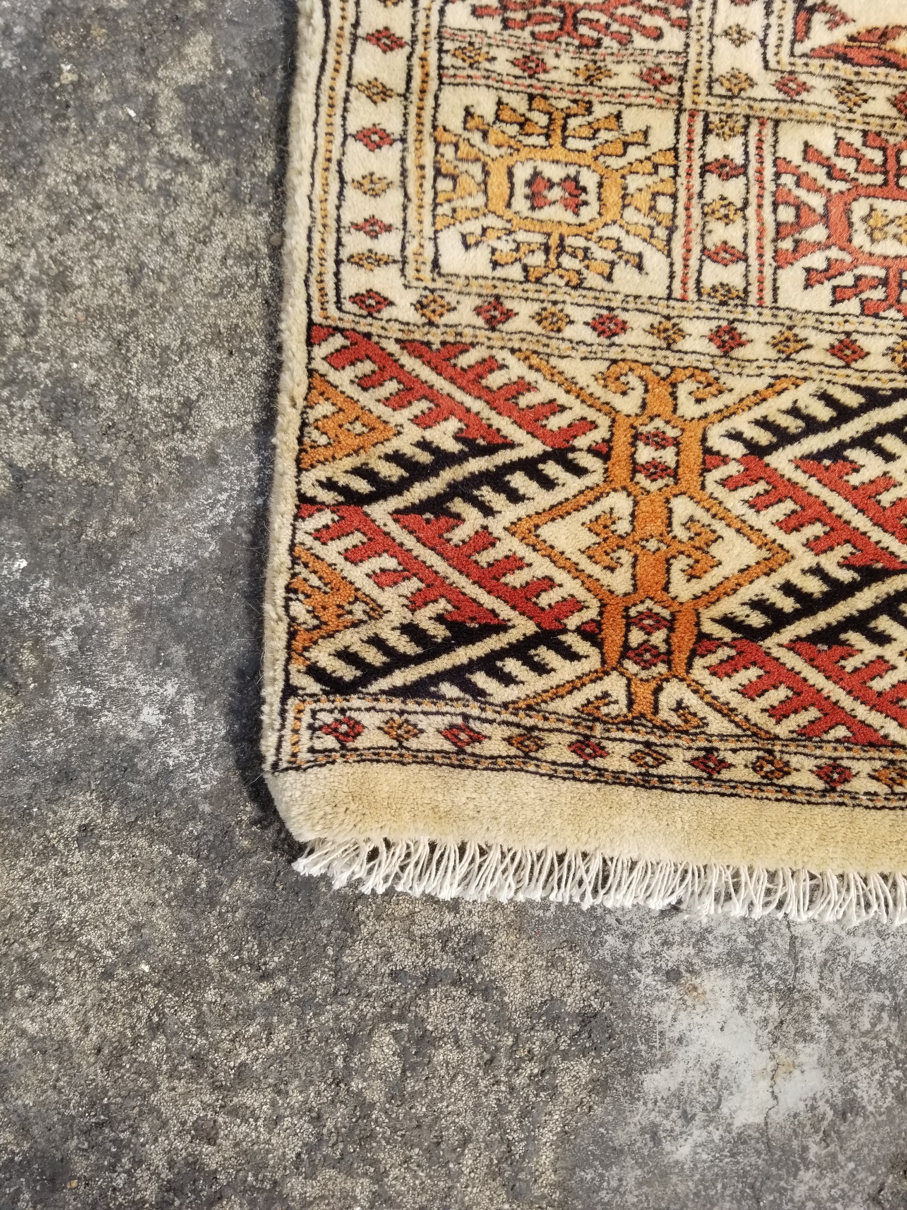 Vintage Traditional Handmade Bokhara Wool Multicolor Runner Rug 371x74cm