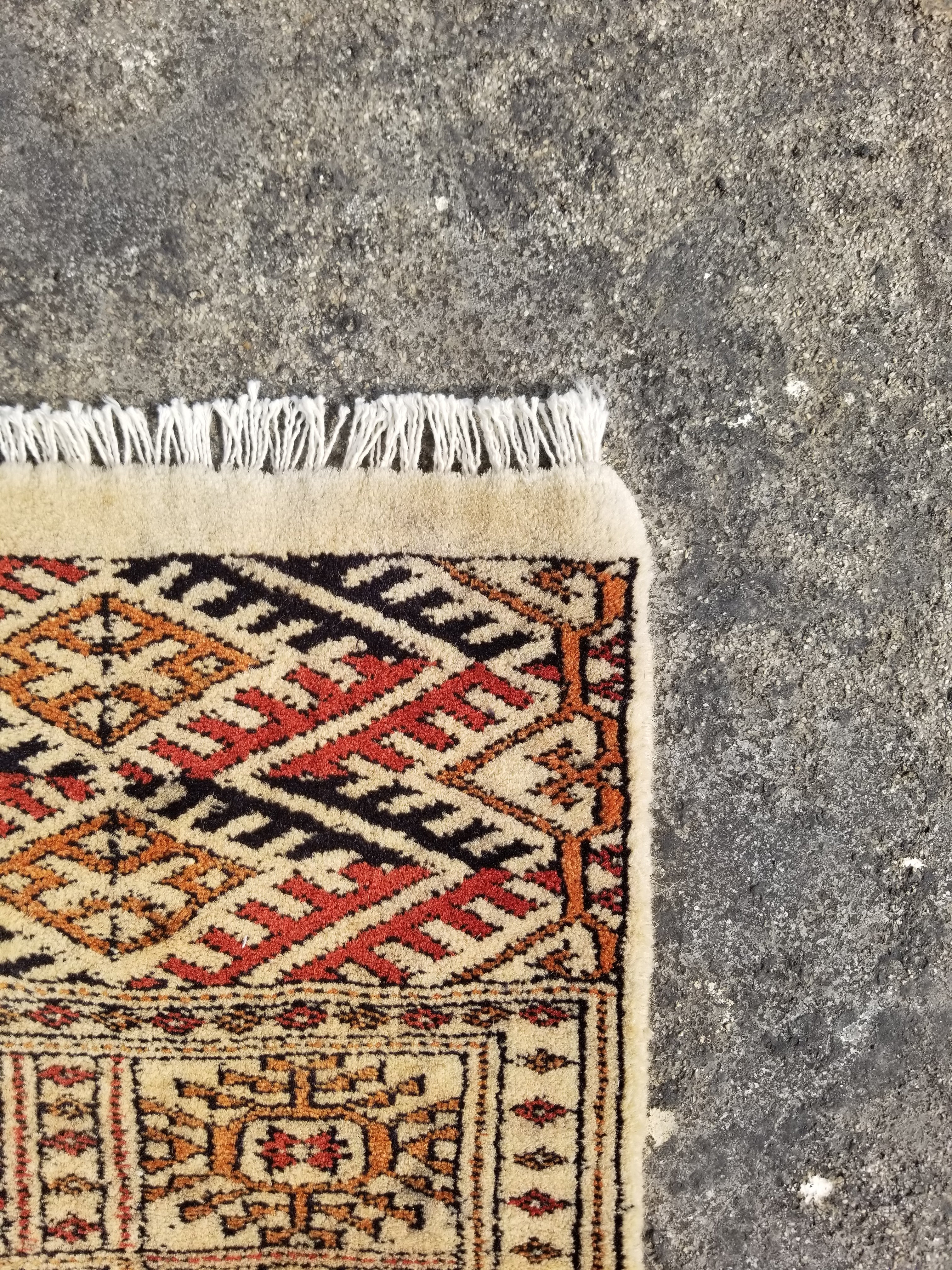 Vintage Traditional Handmade Bokhara Wool Multicolor Runner Rug 371x74cm