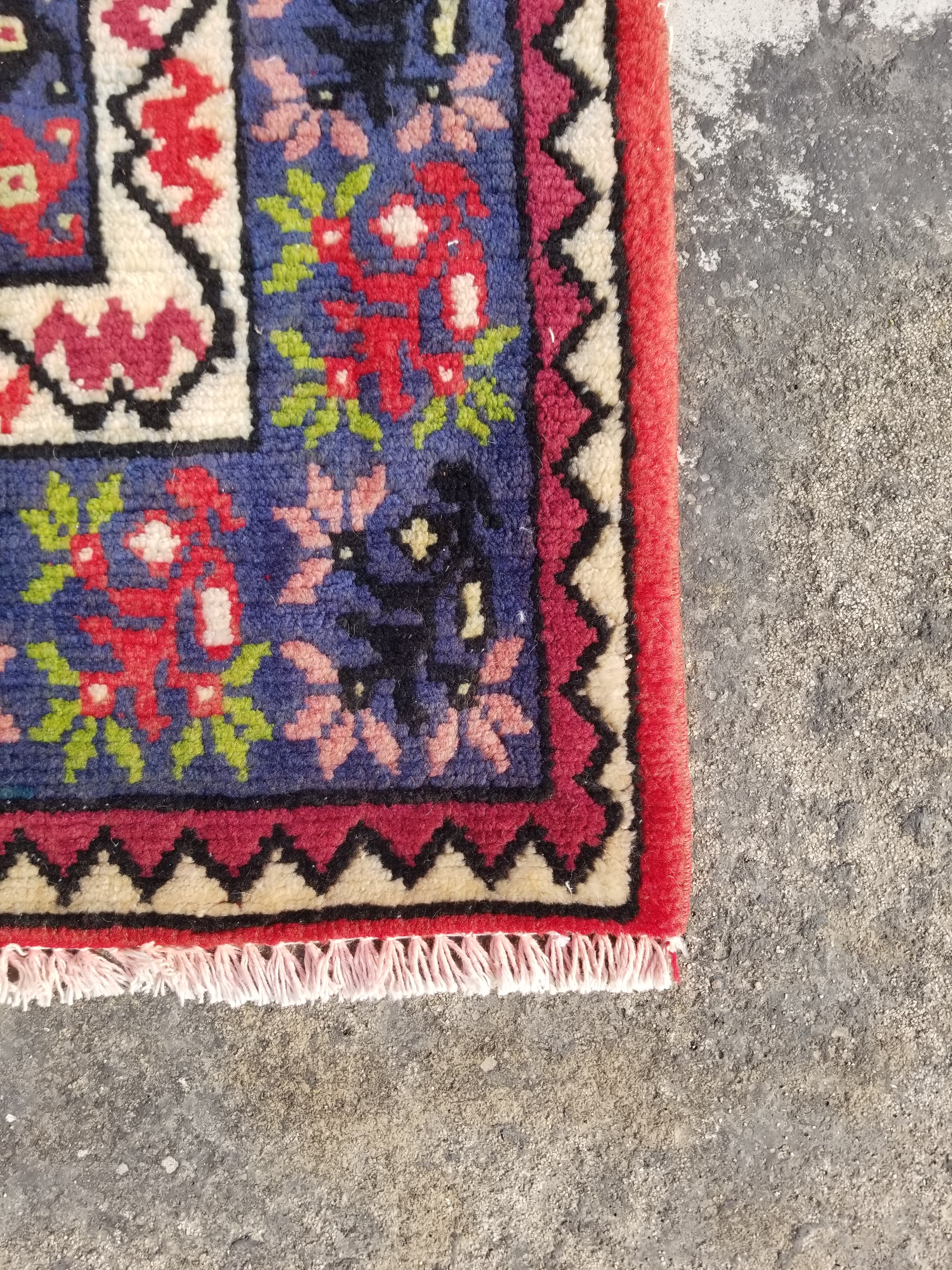Vintage Traditional Handmade Tunisian Wool Multicolor Rug 302x203cm