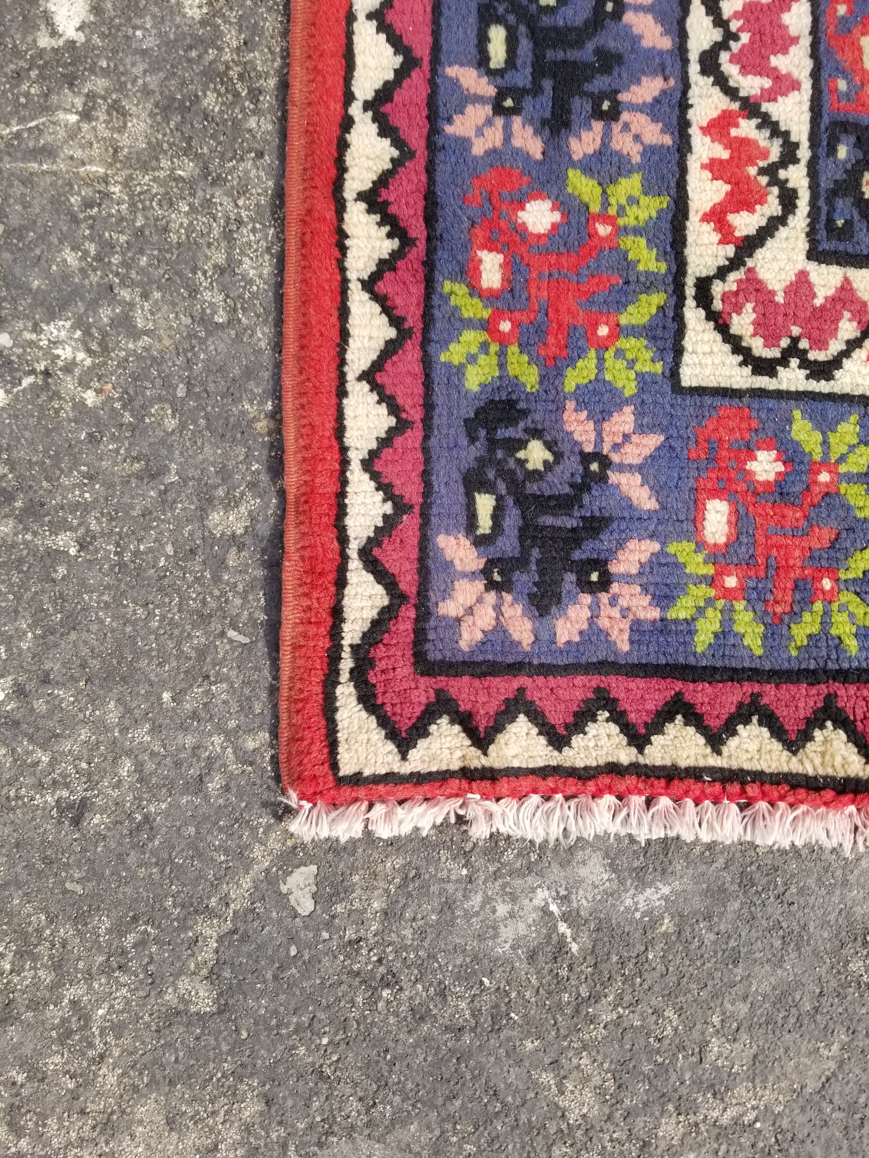 Vintage Traditional Handmade Tunisian Wool Multicolor Rug 302x203cm