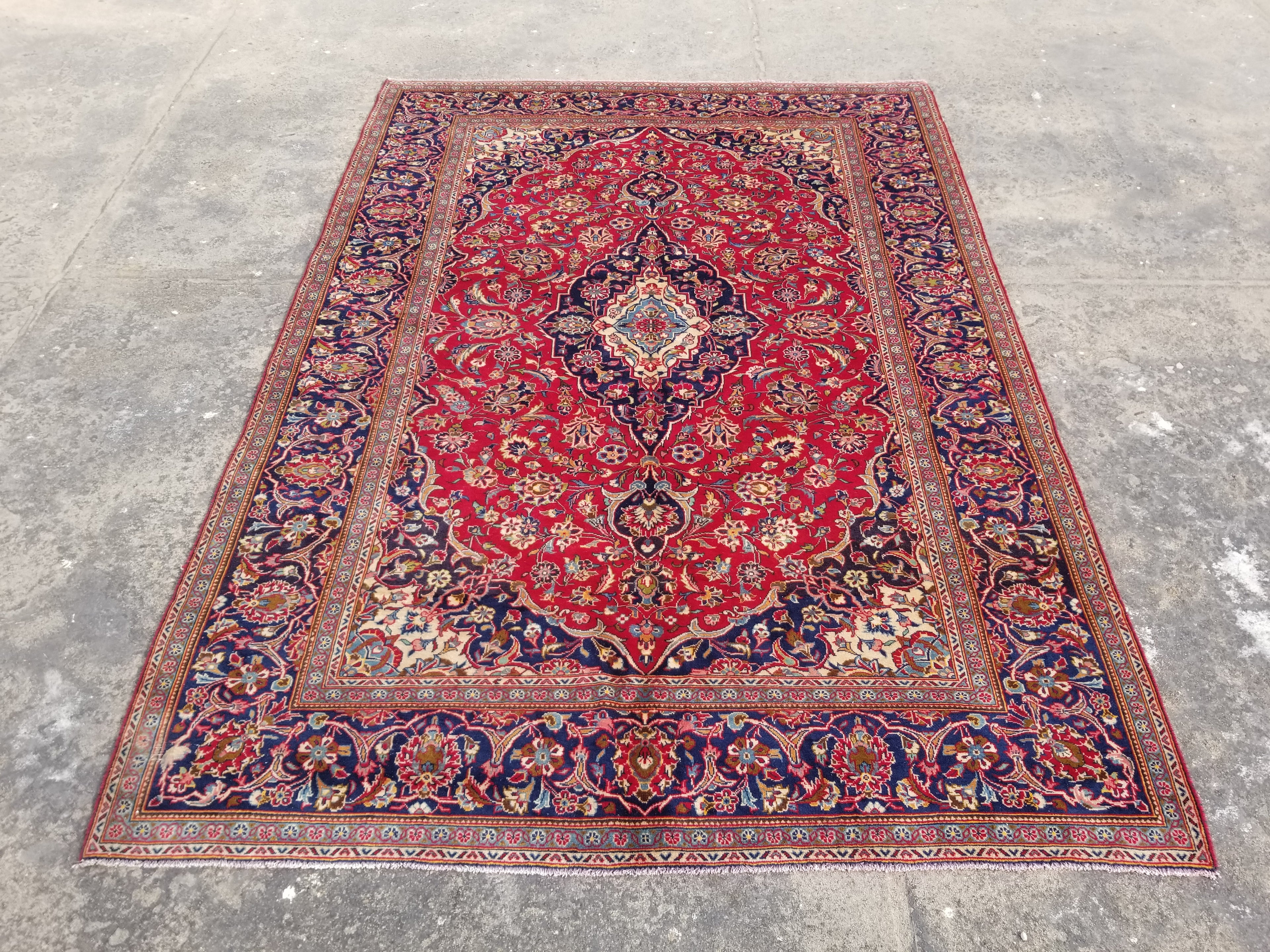 Vintage Traditional Handmade Oriental Wool Multicolor Rug 295x201cm