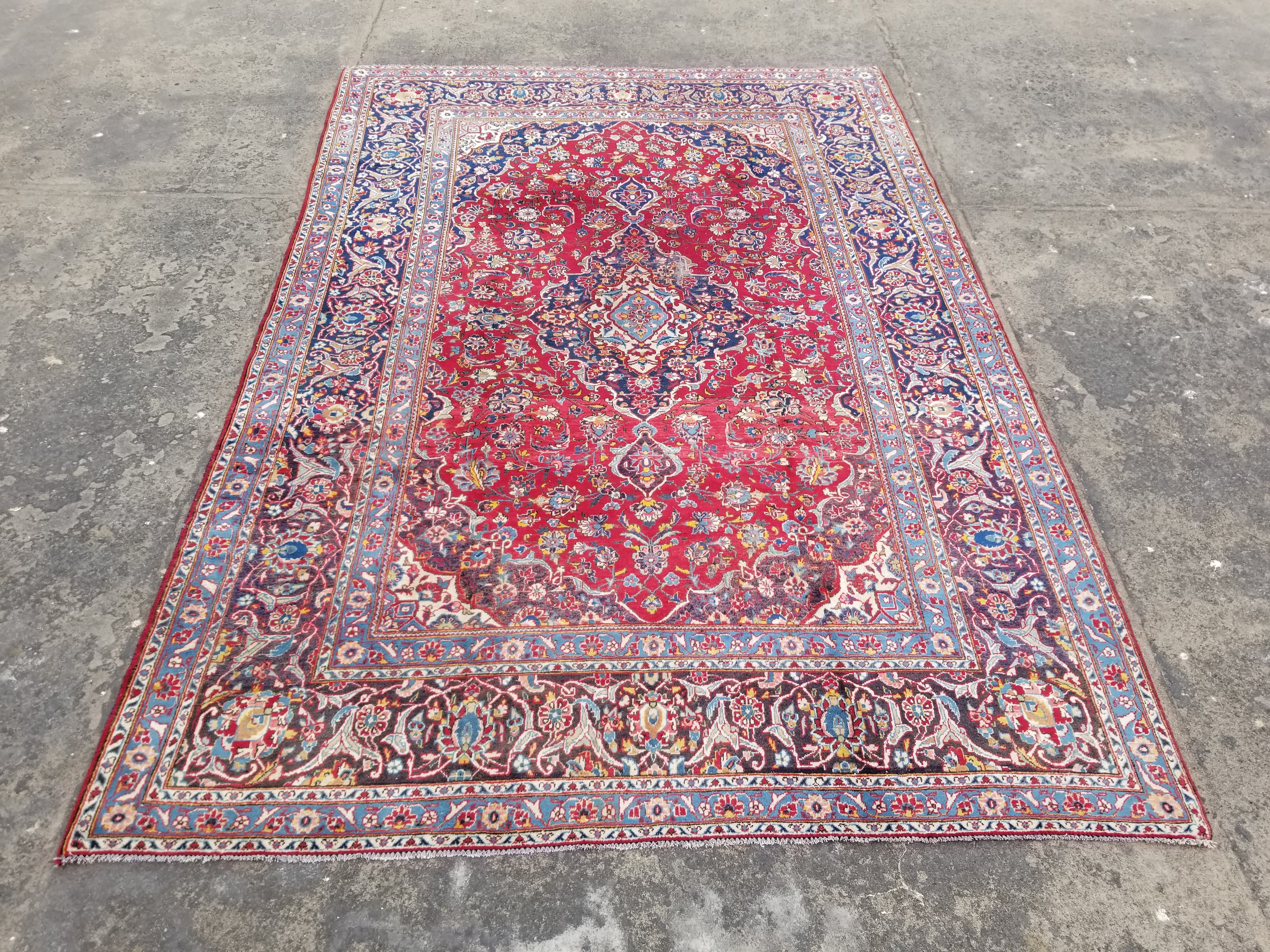 Vintage Traditional Handmade Oriental Wool Multicolor Rug 224x117cm