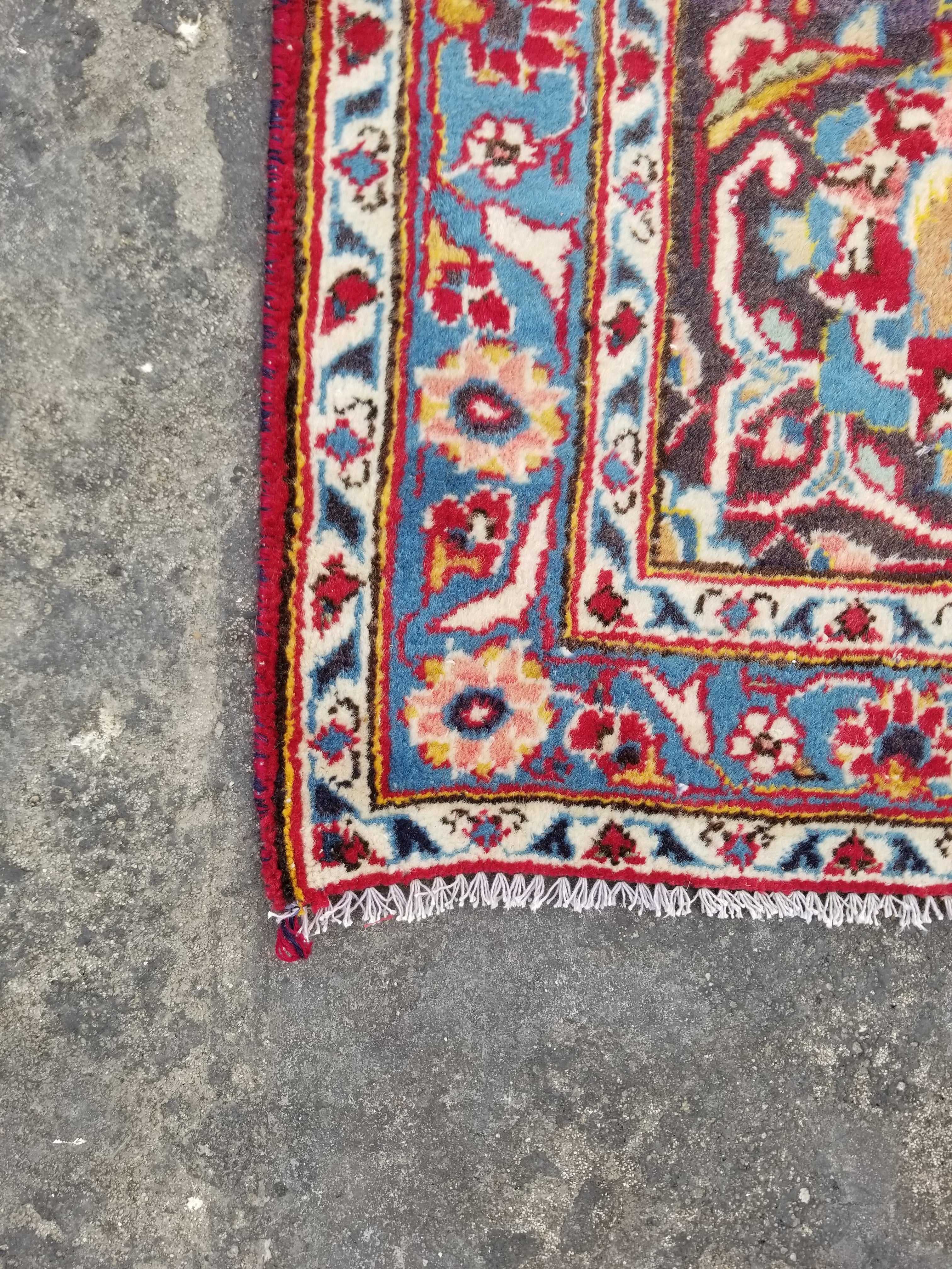 Vintage Traditional Handmade Oriental Wool Multicolor Rug 224x117cm