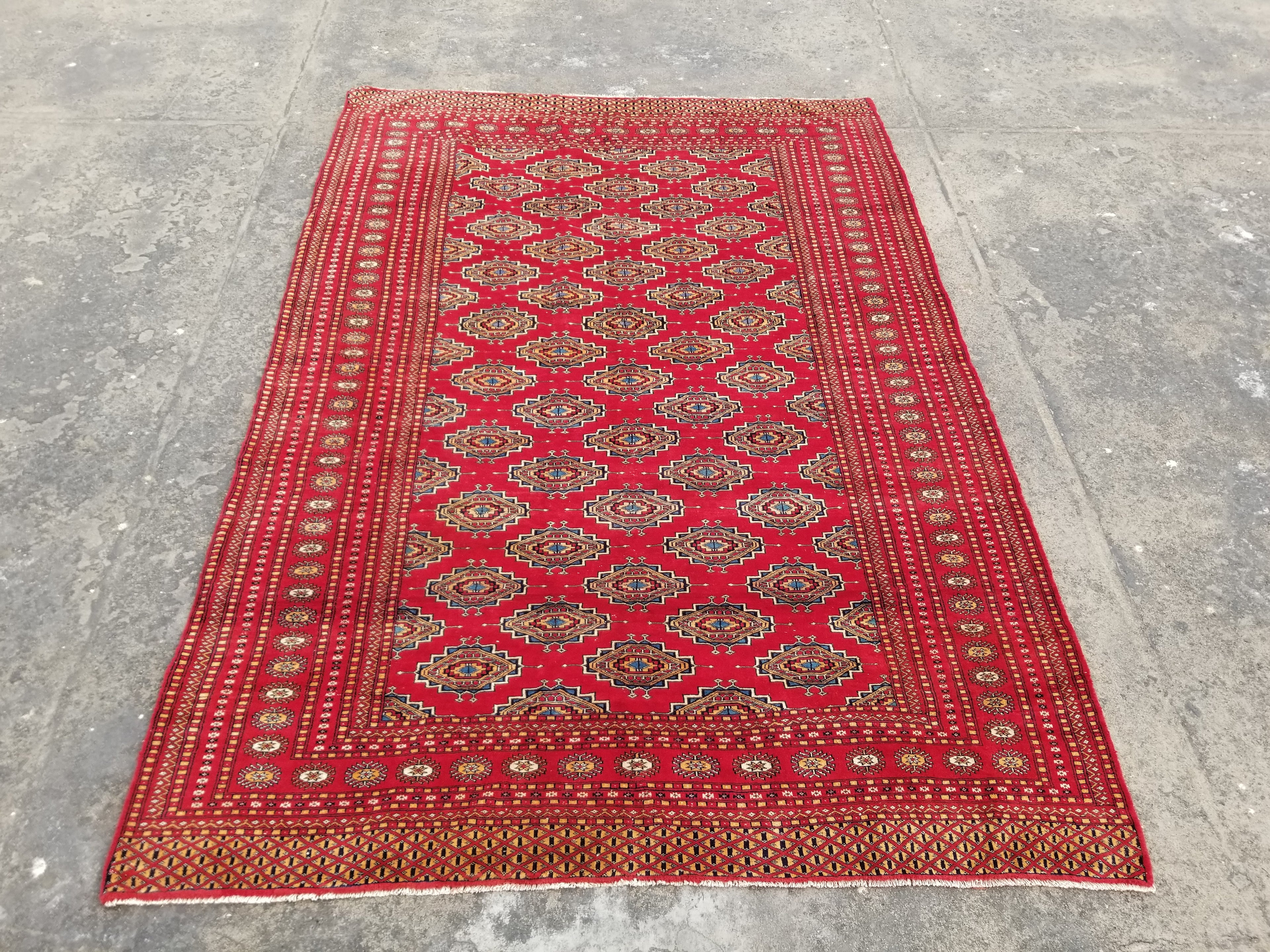 Vintage Traditional Handmade Pakistani Bokhara Wool Multicolor Rug 267x183cm