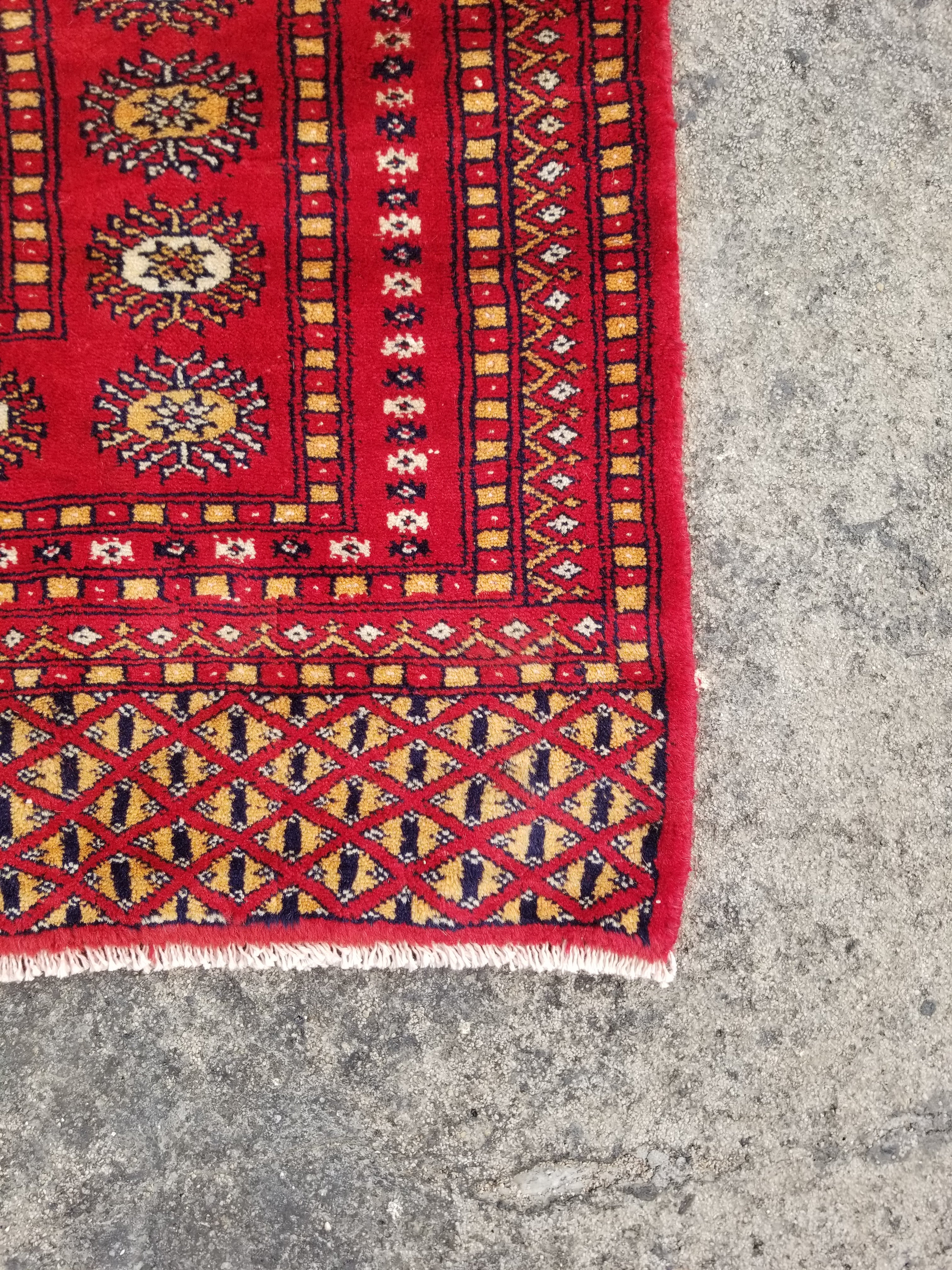 Vintage Traditional Handmade Pakistani Bokhara Wool Multicolor Rug 267x183cm