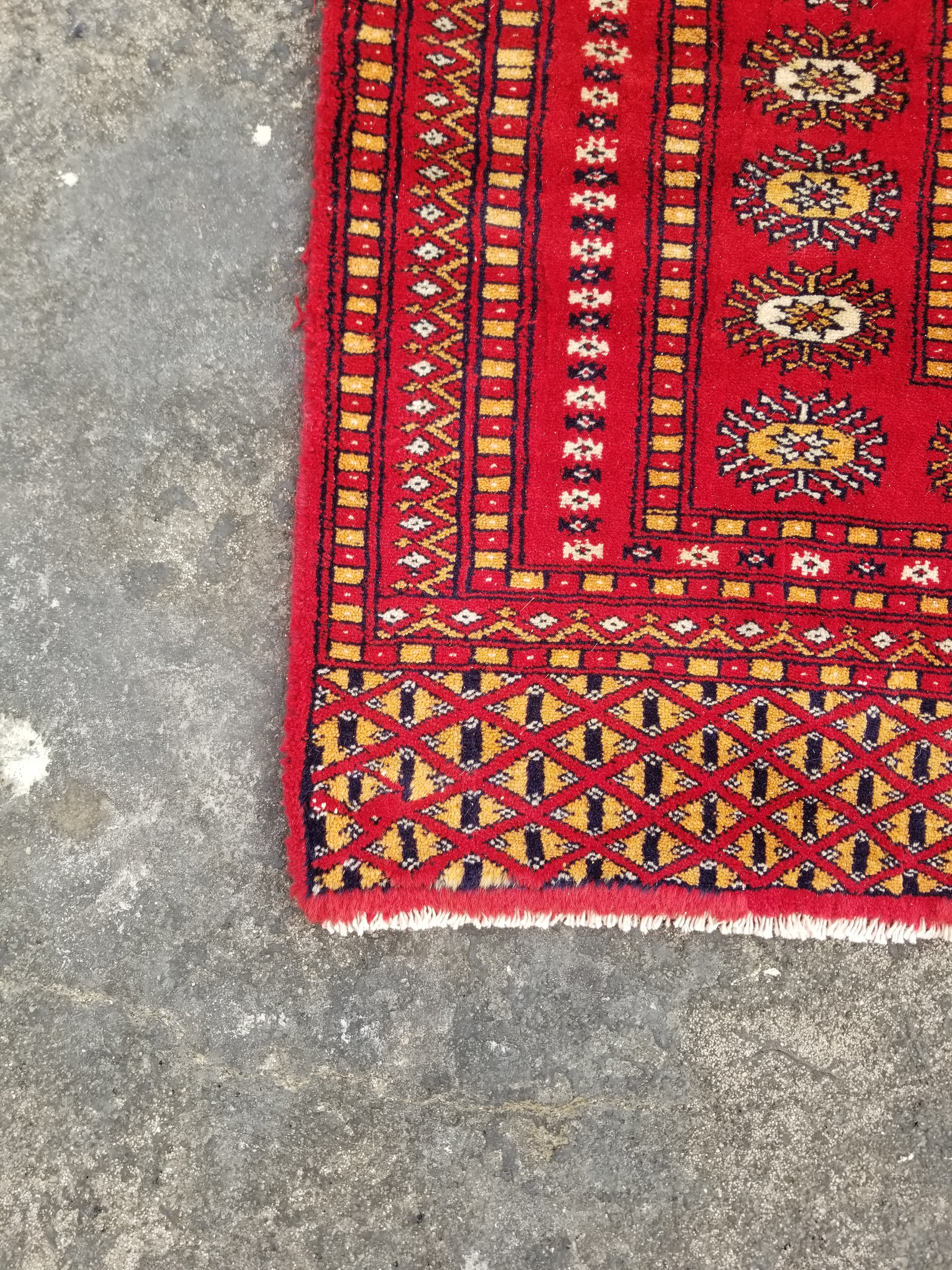 Vintage Traditional Handmade Pakistani Bokhara Wool Multicolor Rug 267x183cm