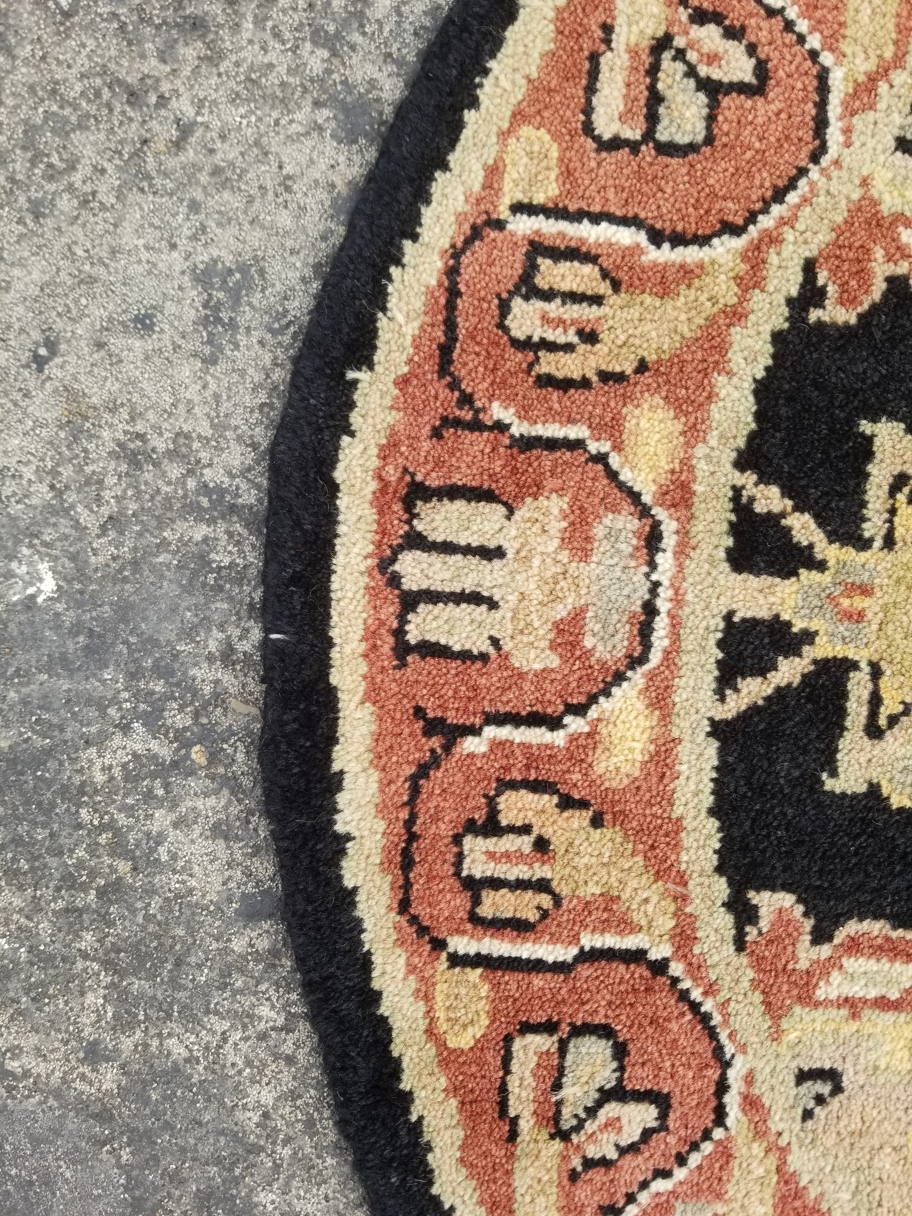Vintage Traditional Handmade Oriental Wool Multicolor Rug 97x97cm