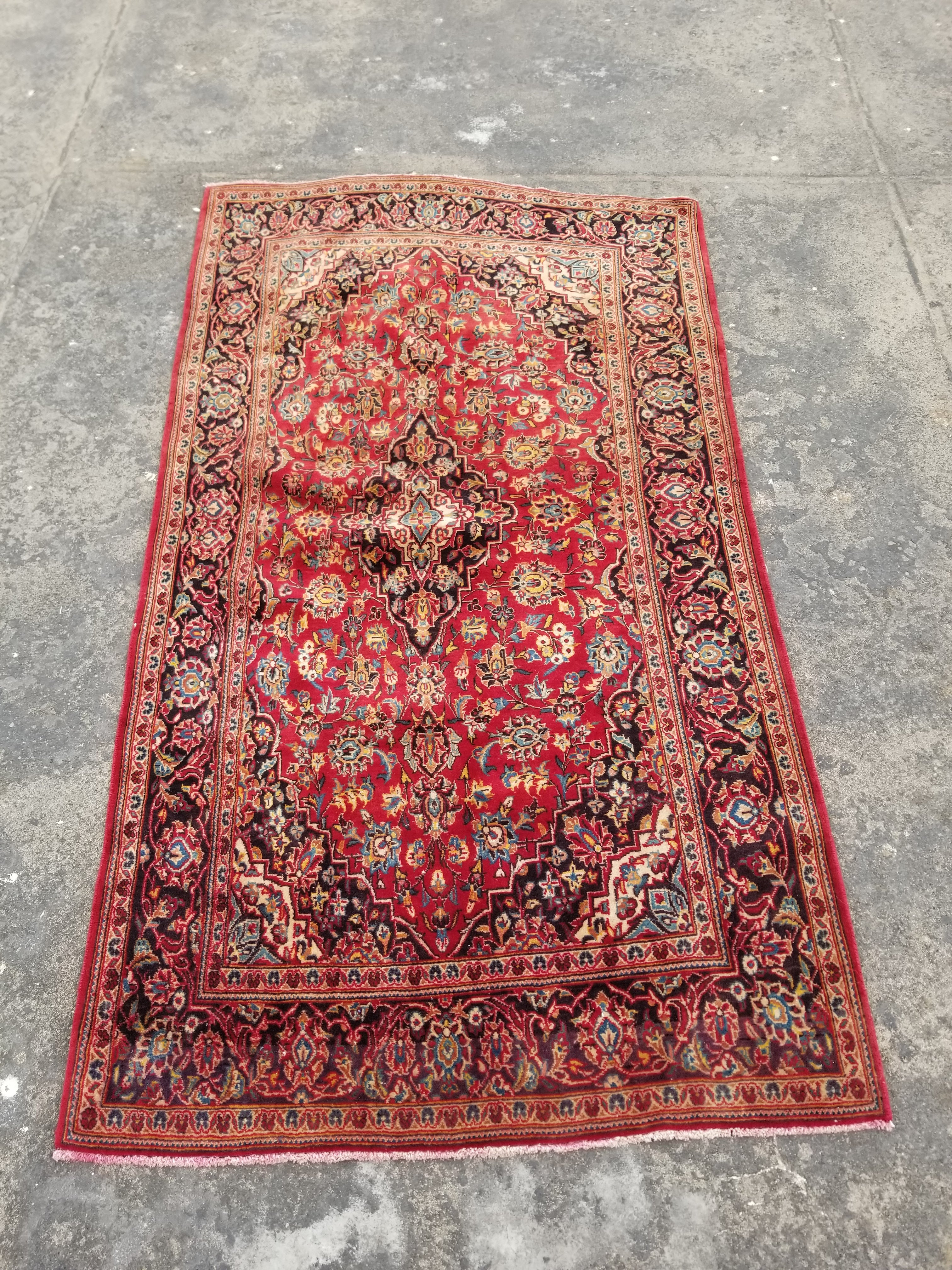 Vintage Traditional Handmade Oriental Wool Multicolor Rug 224x117cm
