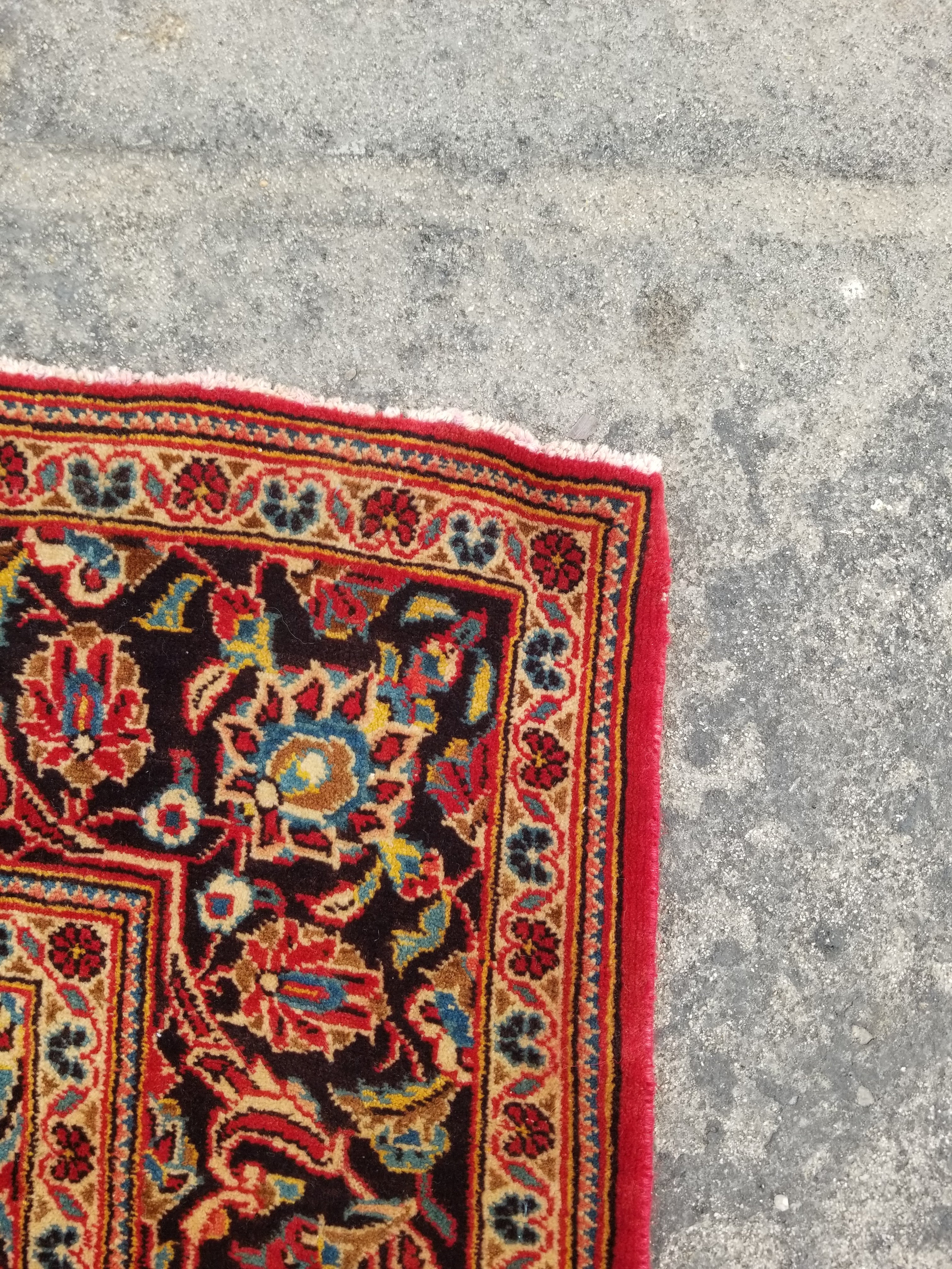 Vintage Traditional Handmade Oriental Wool Multicolor Rug 224x117cm