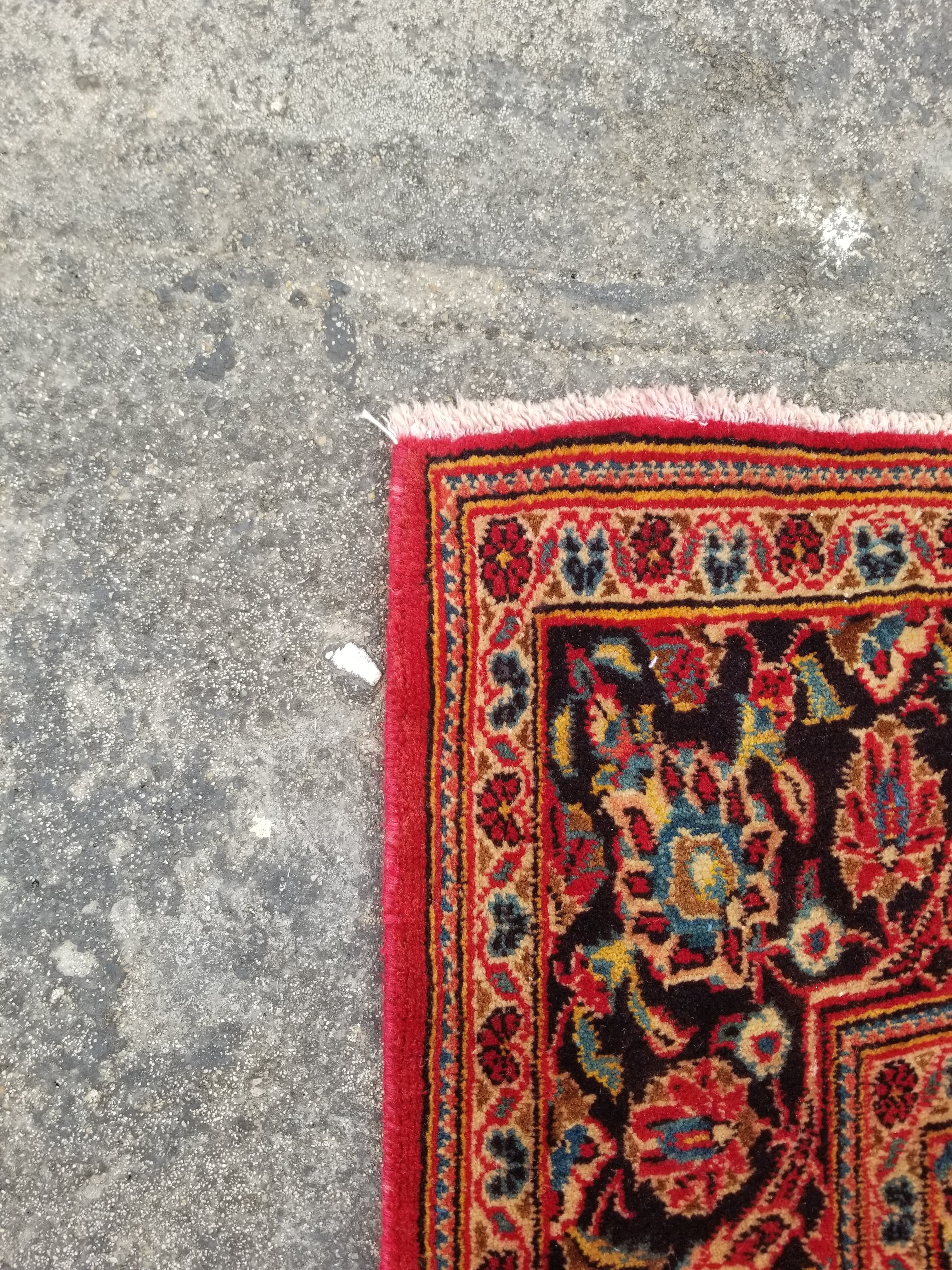 Vintage Traditional Handmade Oriental Wool Multicolor Rug 224x117cm