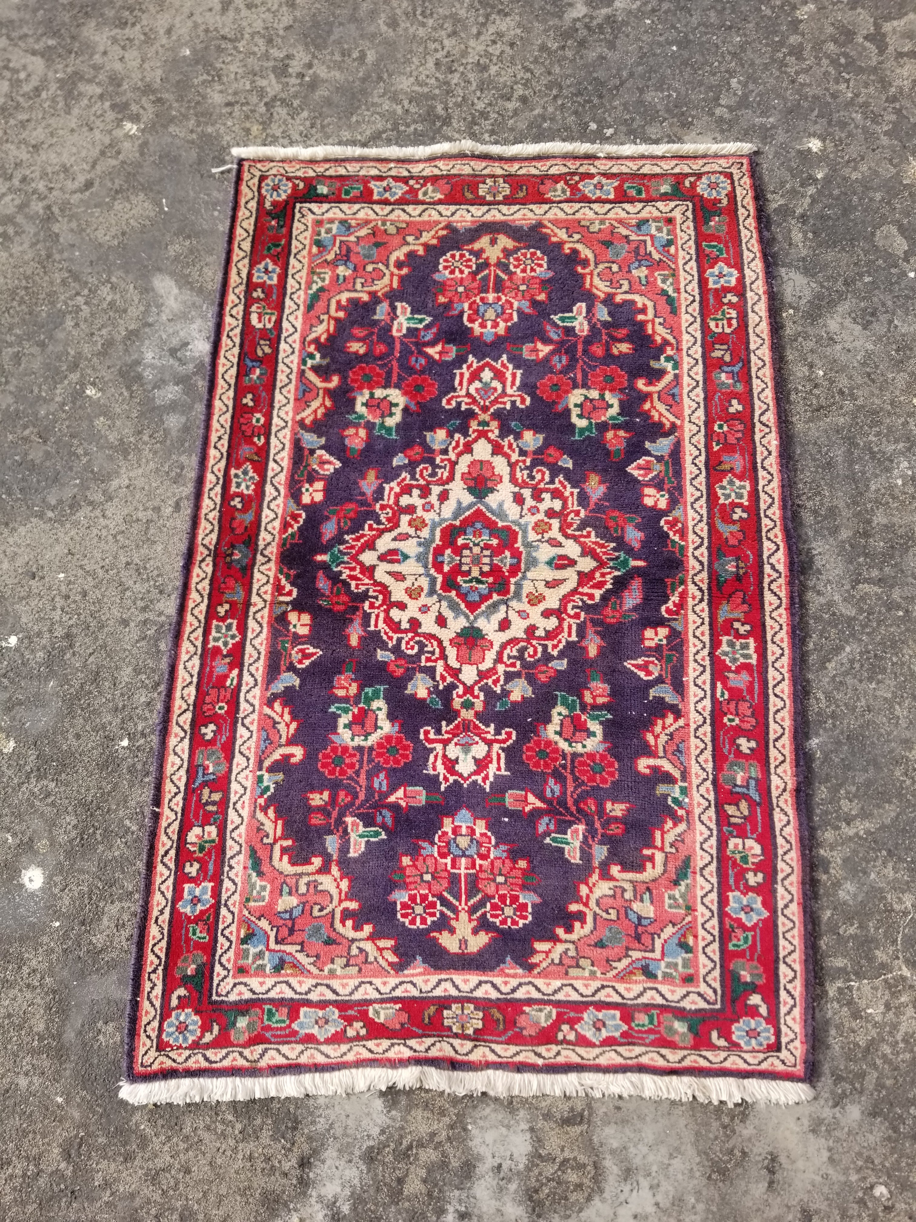 Vintage Traditional Handmade Oriental Wool Multicolor Rug 130x84cm