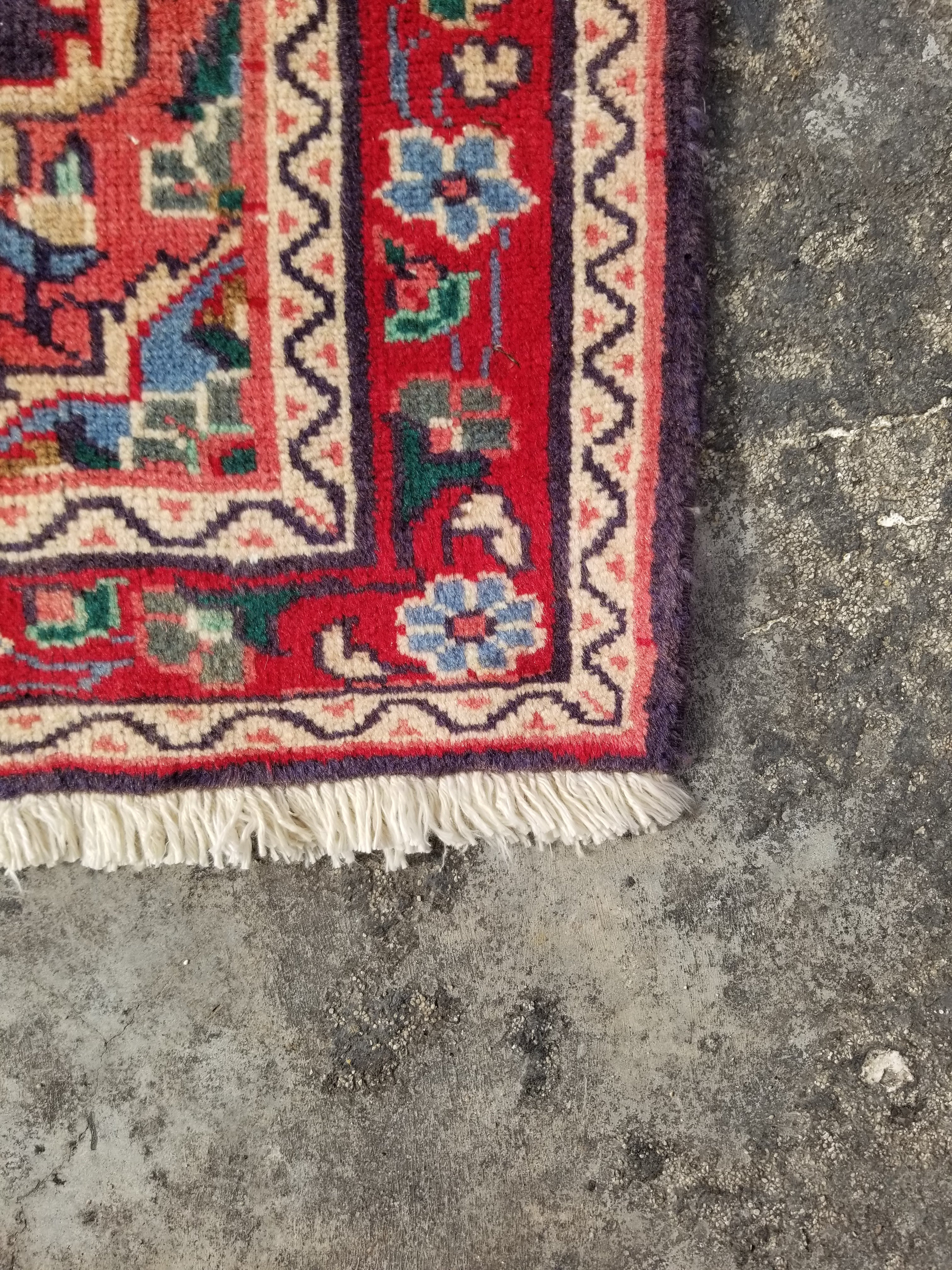 Vintage Traditional Handmade Oriental Wool Multicolor Rug 130x84cm