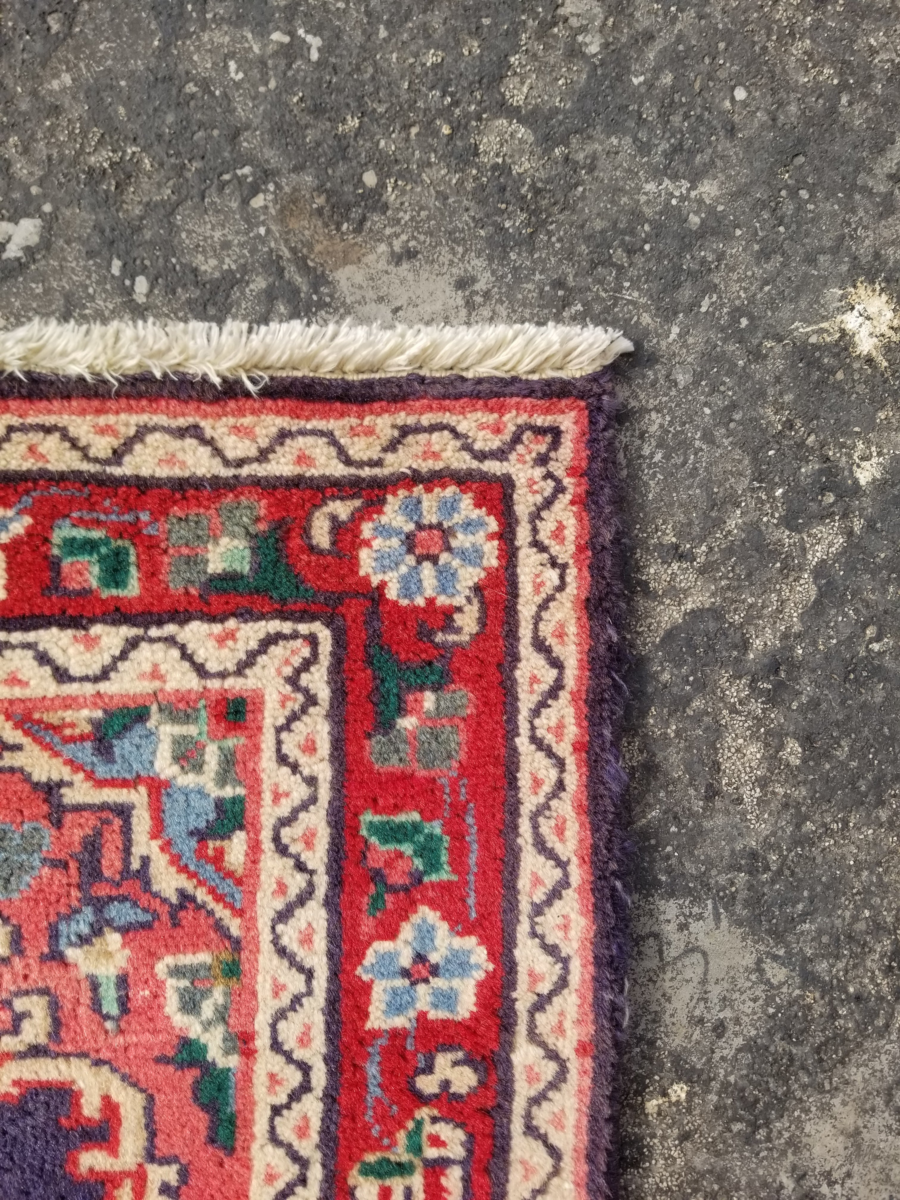 Vintage Traditional Handmade Oriental Wool Multicolor Rug 130x84cm